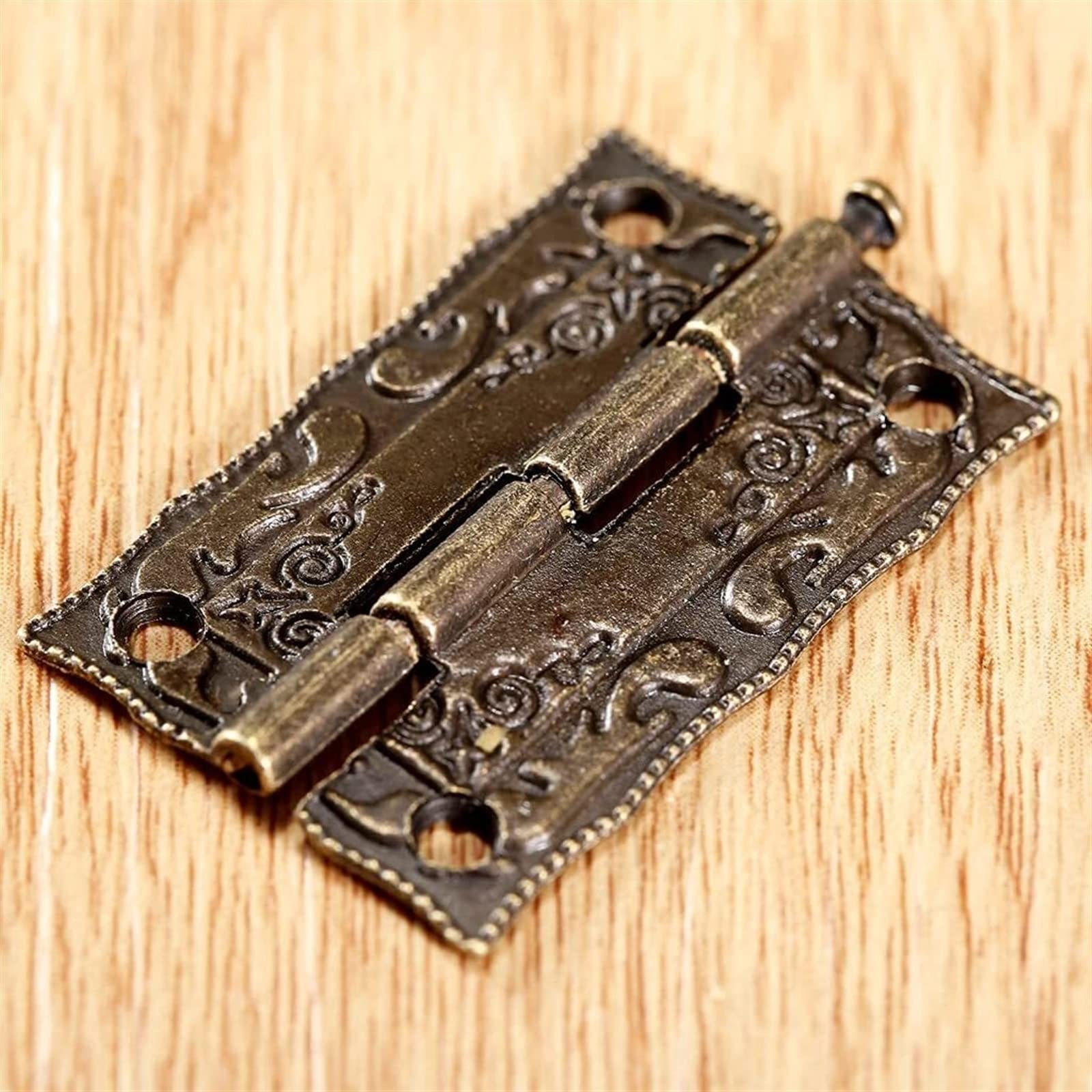 Zawiasy do drzwi, zawiasy doczołowe, zawiasy do drzwi 10 szt. Zawiasy 36 * 23 mm Żelazo Antyczny brąz Cynk Żelazo Dekoracyjne śruby Vintage Drewniane pudełko z biżuterią Szafka Kwiatowy wzór