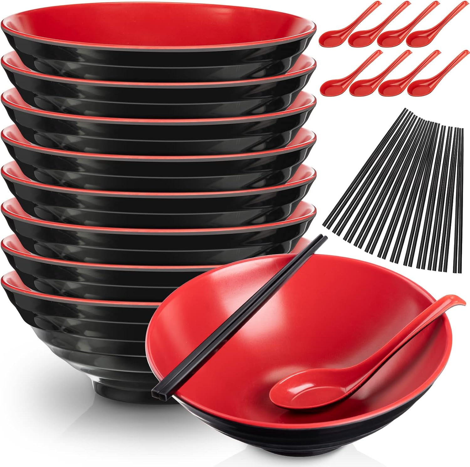 Ctosree 8 Sets 24 Pieces Ramen Bowl Set 57 Ounce Japanese