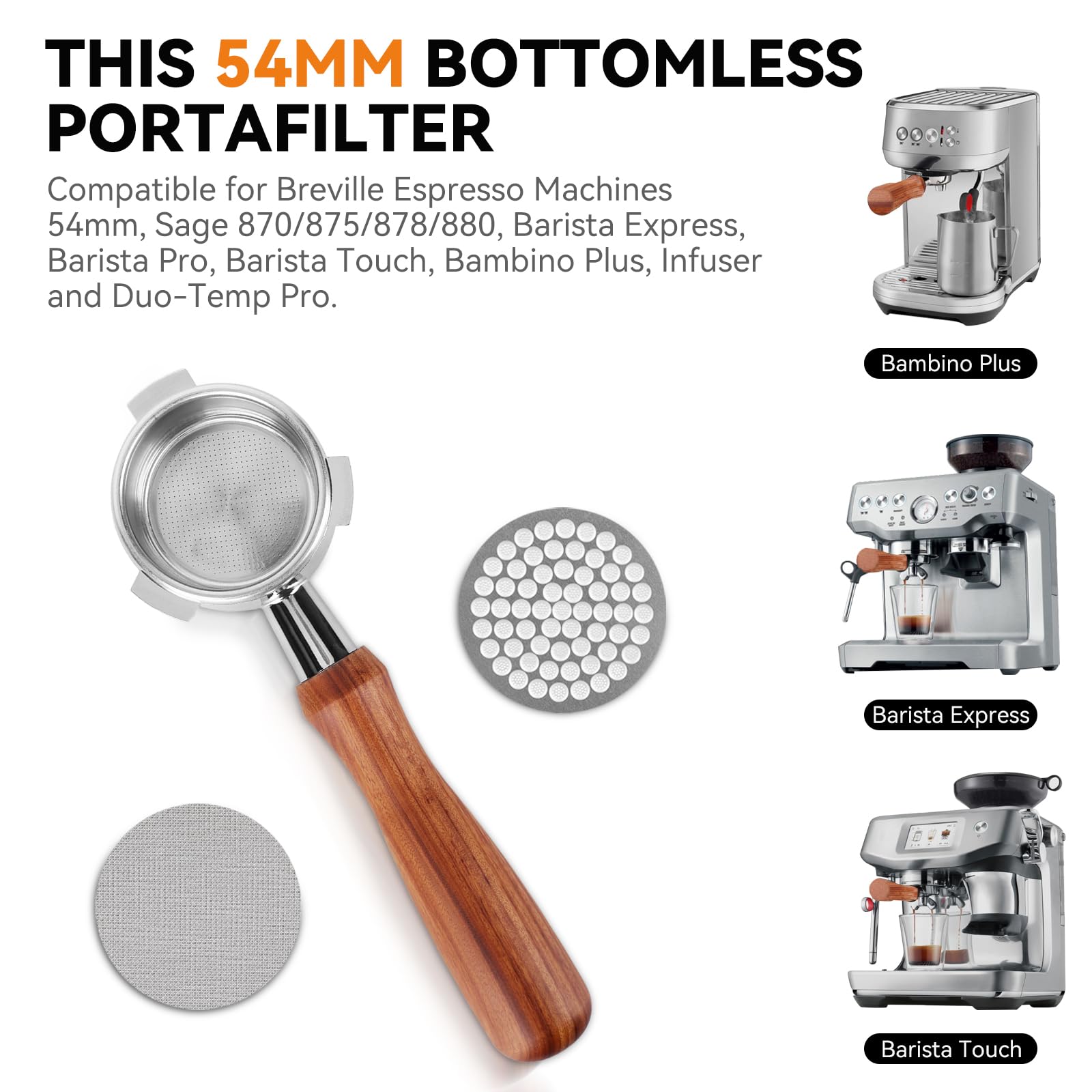 Portafilter Sem Fundo De Café De 54 Mm Para Breville Série 8