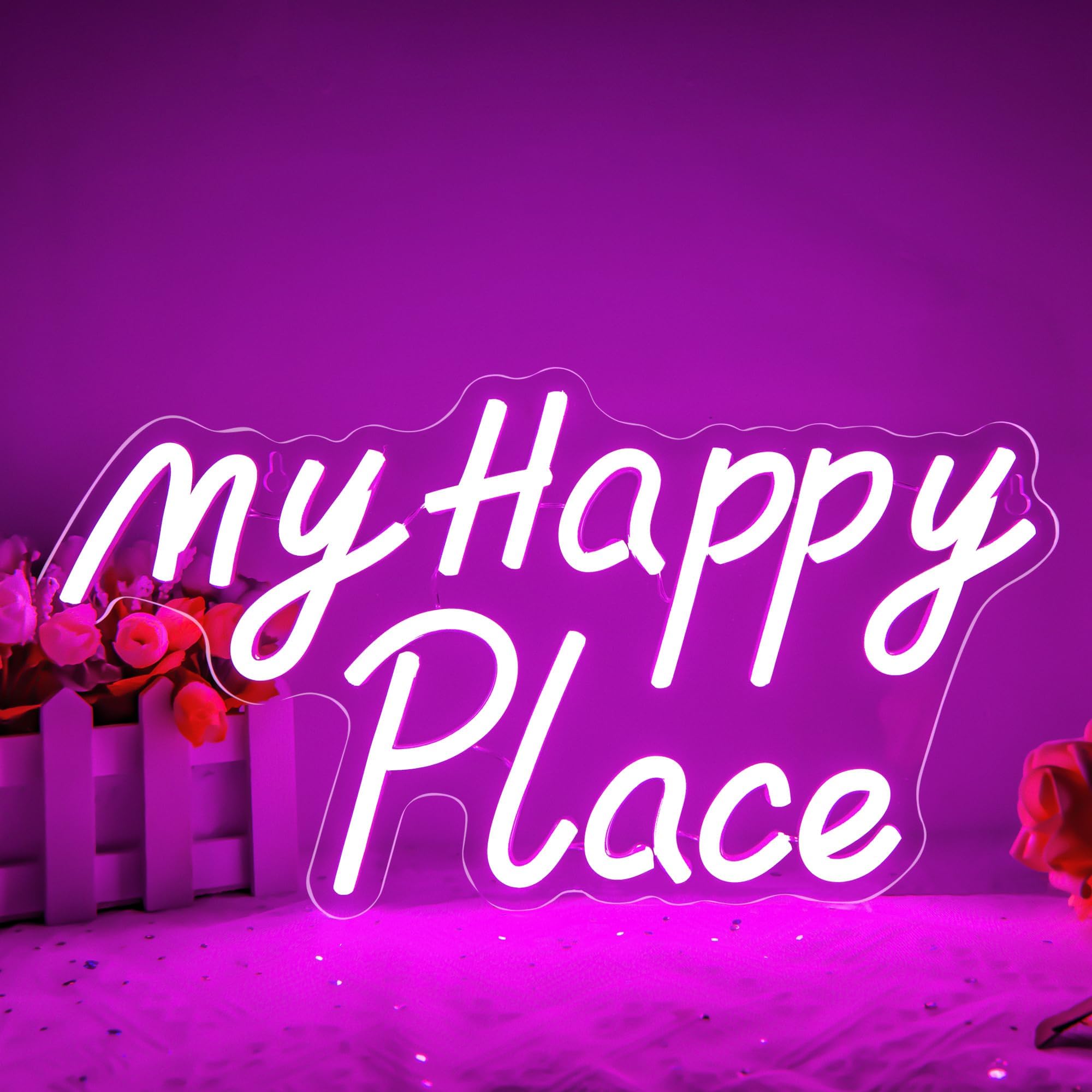 ネオンサイン LED ピンクワード パーティー看板 MY HAPPY PLACE ネオンサイン LED ピンクワード パーティー看板 MY HAPPY PLACE