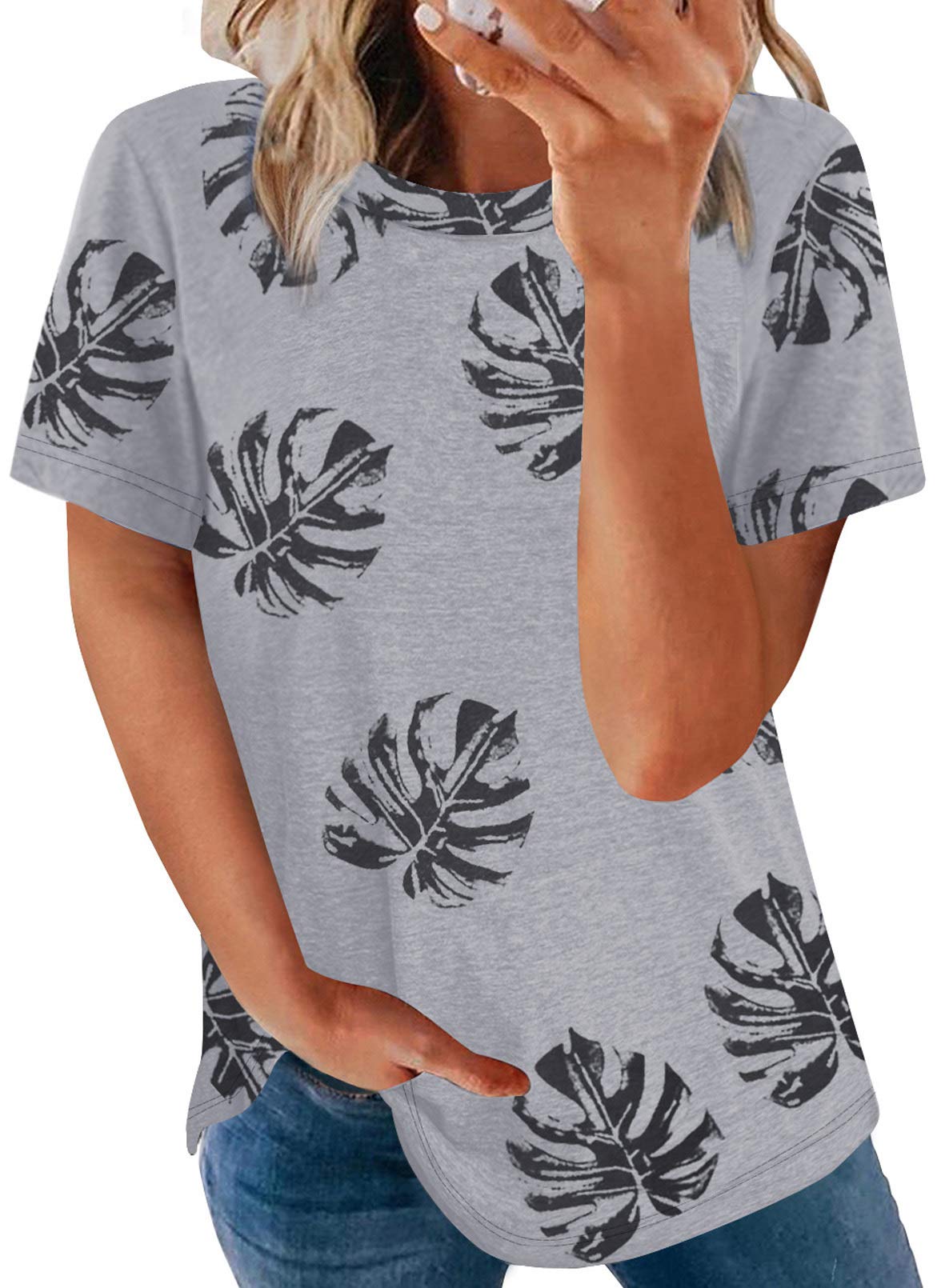 Dokotoo Women's Casual Crew Neck Basic Short Sleeve T Shirts Blouse Tops