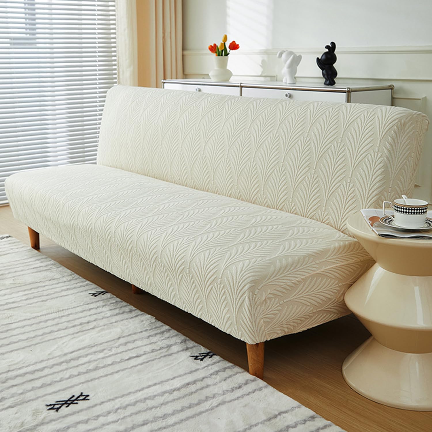 Housse de canapé-lit extensible sans accoudoirs pour un salon chaleureux et propre