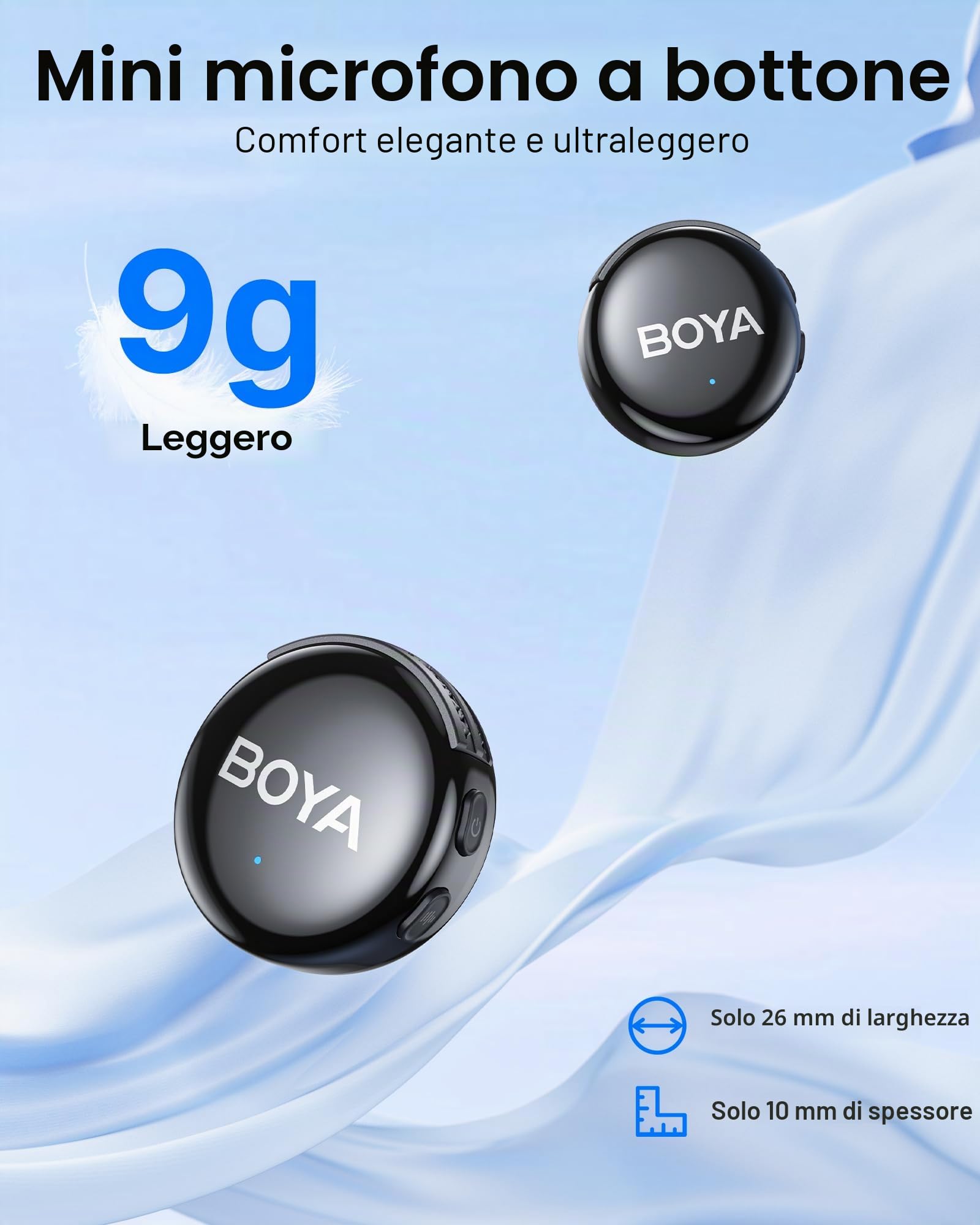 BOYA LINK 3 - Microfono lavalier wireless per iPhone/Android/fotocamera/PC, cancellazione del rumore AI, suono da studio 48 kHz/24 bit, batteria 30 h con custodia di ricarica, microfono di controllo