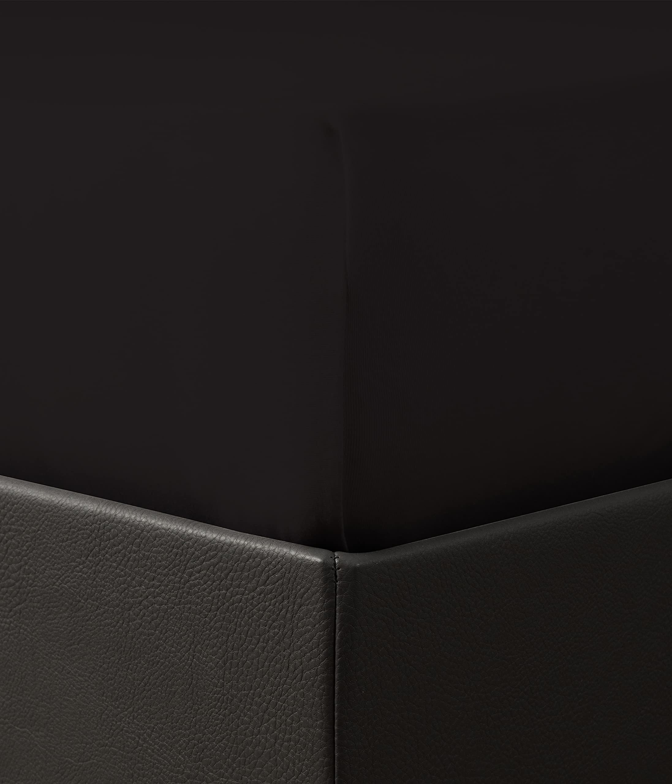 Bonne Nuit Elastan Spannbetttuch Baumwolle Stretch 220 g/m²- Steghöhe bis 40 cm Bettlaken für Boxspringbetten Wasserbetten - Größe 180x200 - 200x220 schwarz