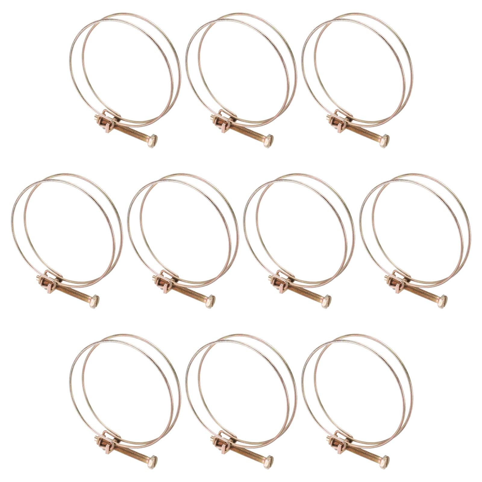 sourcing map 10pcs Adjustable Double Wire Hose Clamp 75-80mm Carbon Steel Wire Hose Clips Pipe Tube Clamps for Dust Collection Rubber PVC Pool Pump Hose