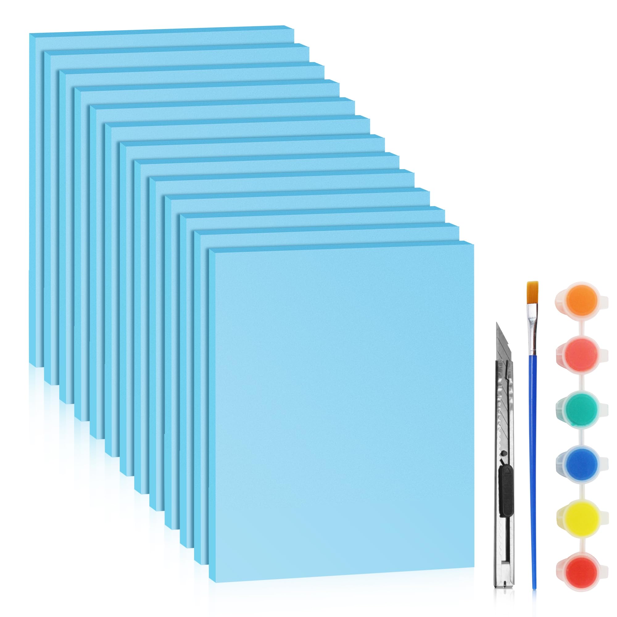 LuckyFoam Blue 13 Pack 15x12x0.5 inch Foam Sheets 0.5 Inch Thick Polystyrene Rectangles XPS Foam Board Craft for Insulating DIY Modeling Art Supplies