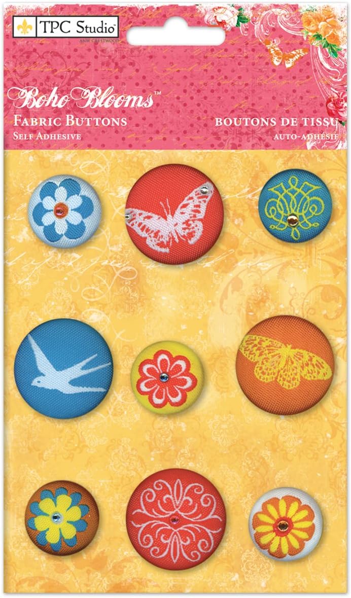 THE PAPER COMPANY, 2010104, Boho Blooms Fabric Buttons