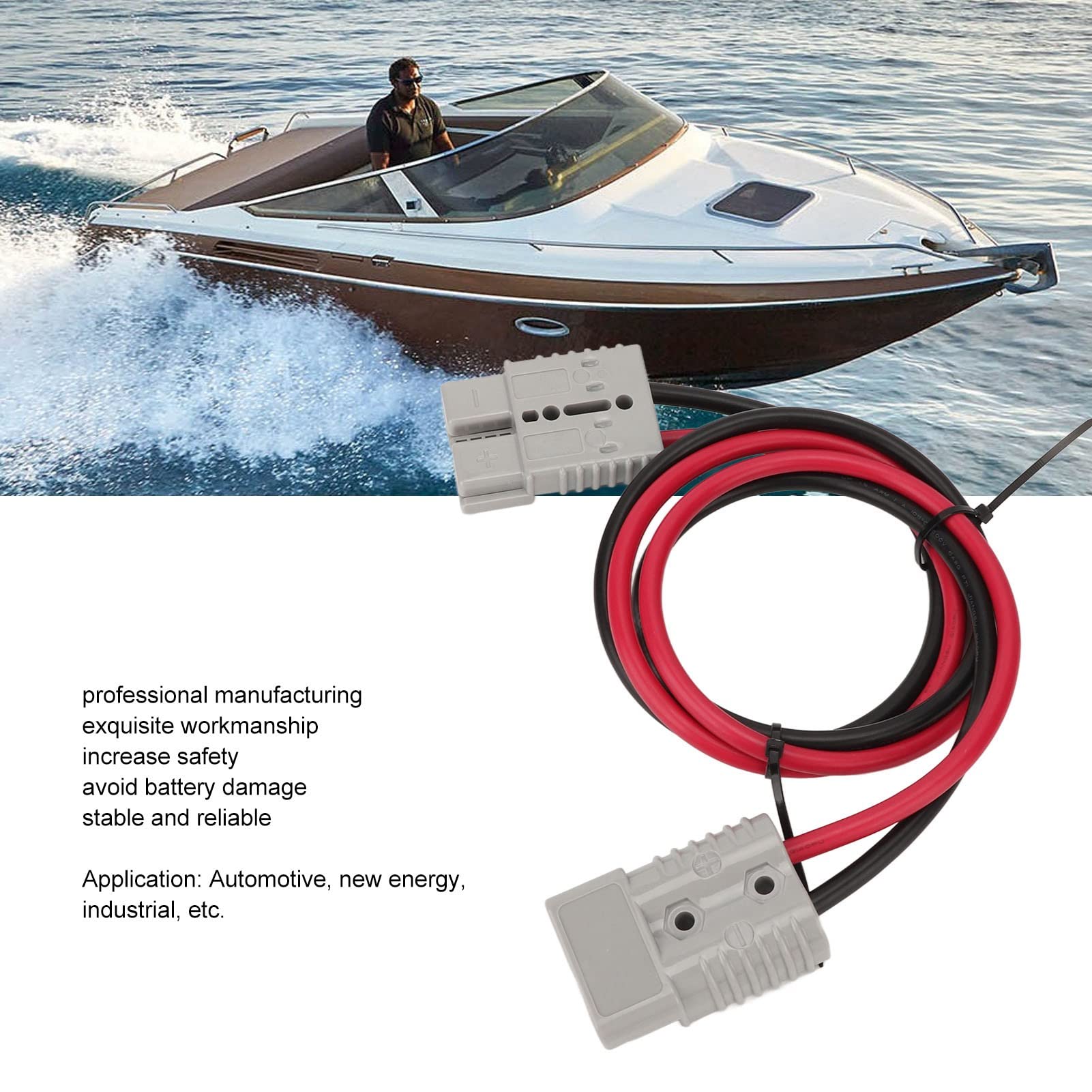 Cavo adattatore per batteria 6 AWG, connettore di alimentazione per batteria 600 V 175 A con prolunga robusta da 120 cm, per applicazioni automobilistiche, nel settore delle nuove