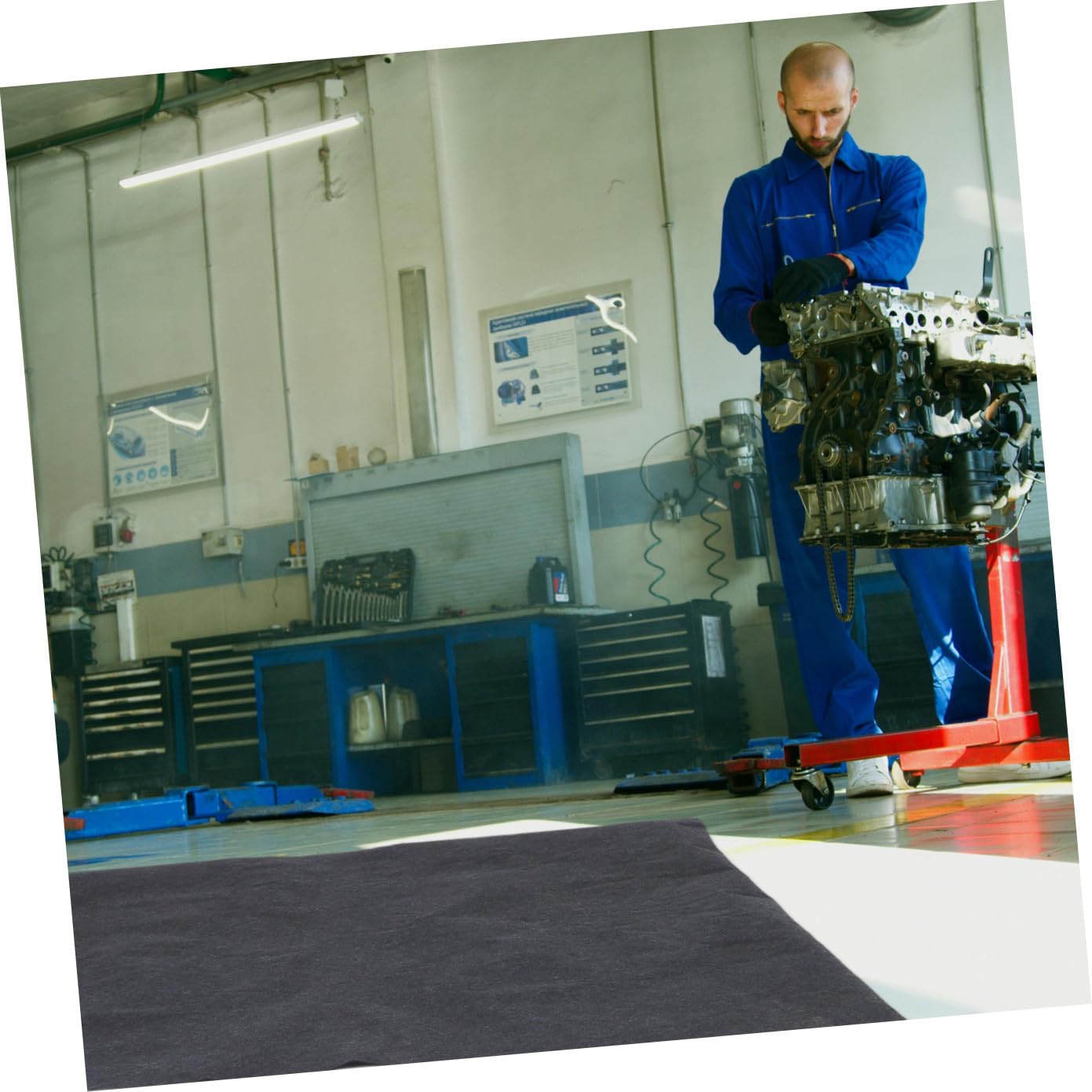 ULTECHNOVO Tapis de Garage en Feutre, Absorbant L’Eau, Antidérapant, Prévention des Fuites D’Huile, pour Garage et Abri, Sol Noir