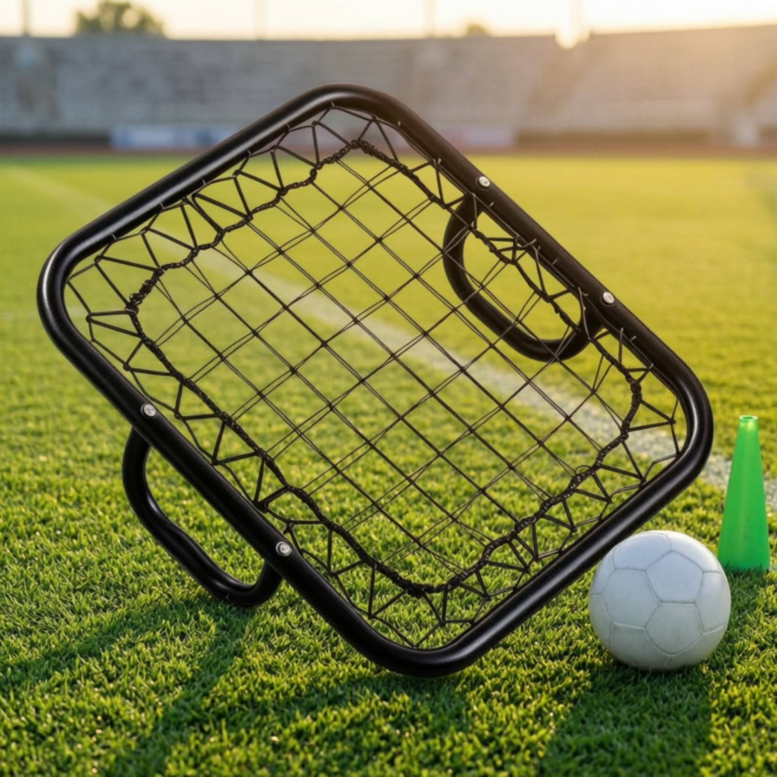 Rebounder con Maniglie Manuale Rete Rebounder da Calcio Compatto Rete da Rimbalzatore per Portieri
