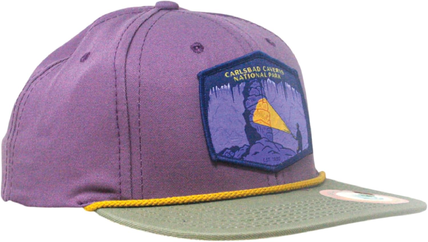 Sendero Provisions Co. Carlsbad Caverns National Park Adjustable Snapback Rope Hat with Woven Patch & Topographic Map Undervisor (Purple) - One Size