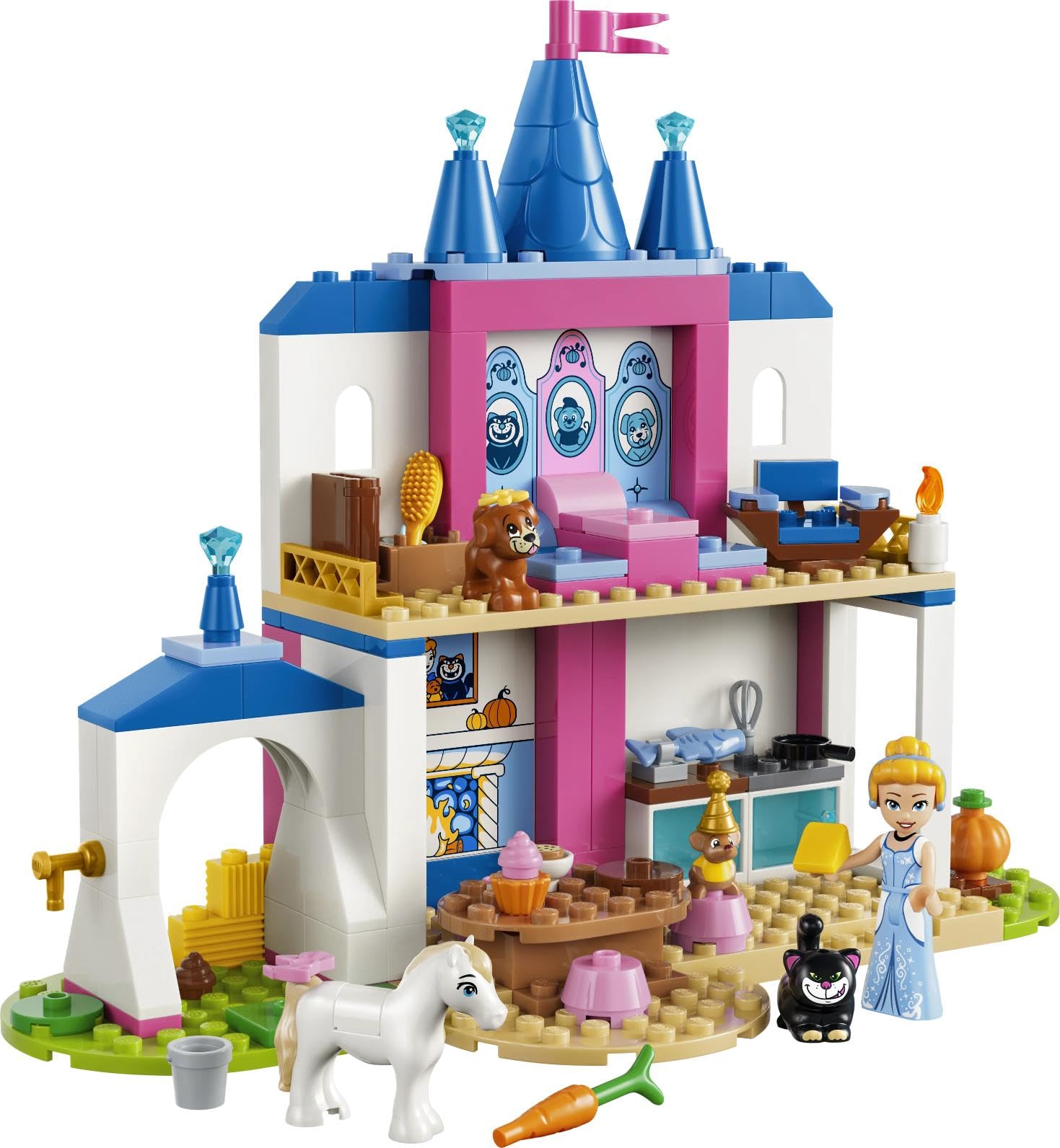 LEGO ǀ Disney Princess Château de Cendrillon et Ses Amis Animaux - Jouet de Construction - Jeu Éducatif avec Mini-Poupées & 4 Figurines Animaux - Cadeau d'anniversaire pour Fille 4 Ans ou Fan 43283