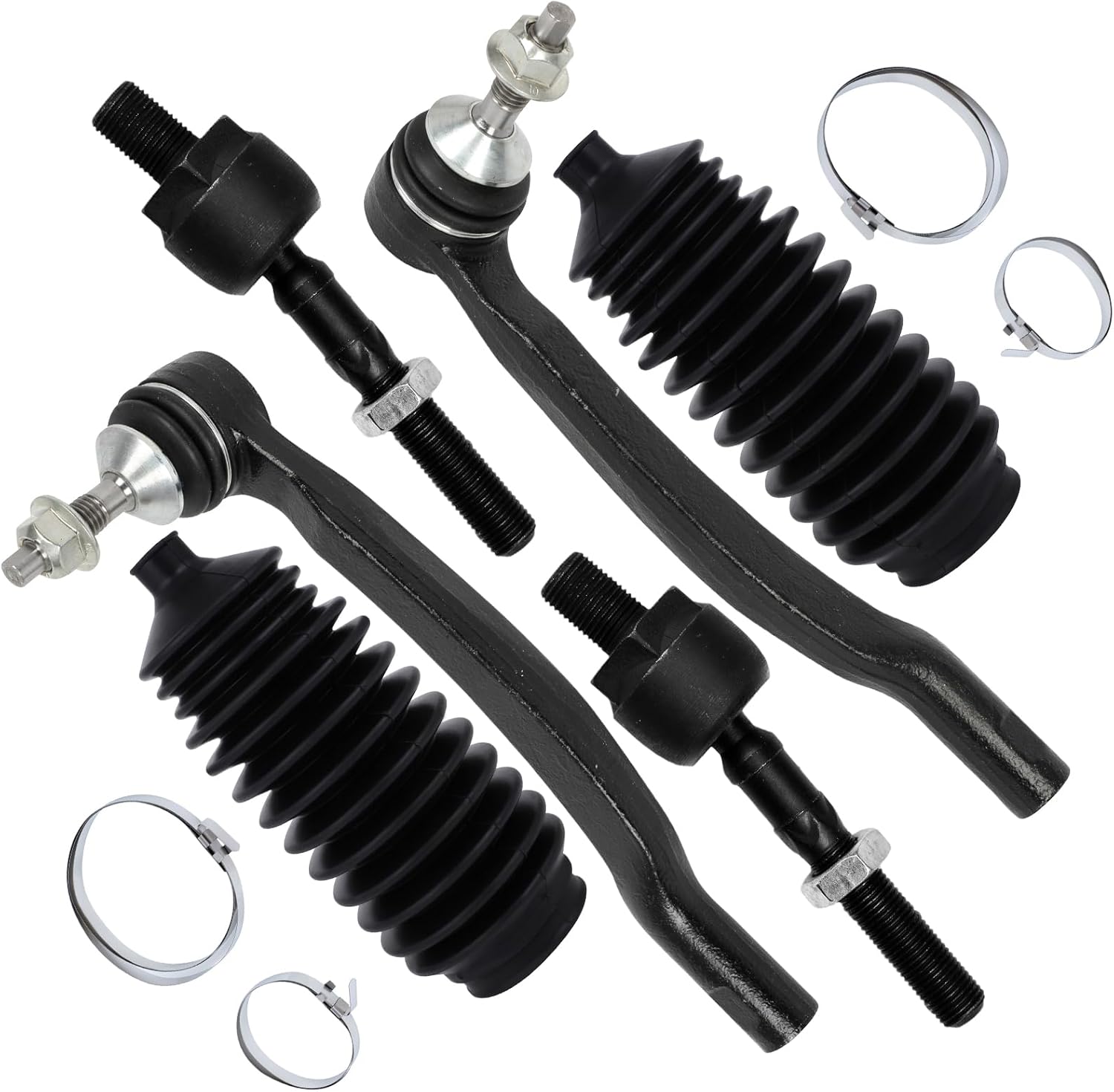 SCITOO 6pcs Front Suspension Kit Front Inner Tie Rod End Front Left Right Outer Tie Rod End fit for Volvo V70 2001-2002 XC70 2003-2007 for Volvo XC90 2003-2014 4301045 ES800857 ES800858 EV800283