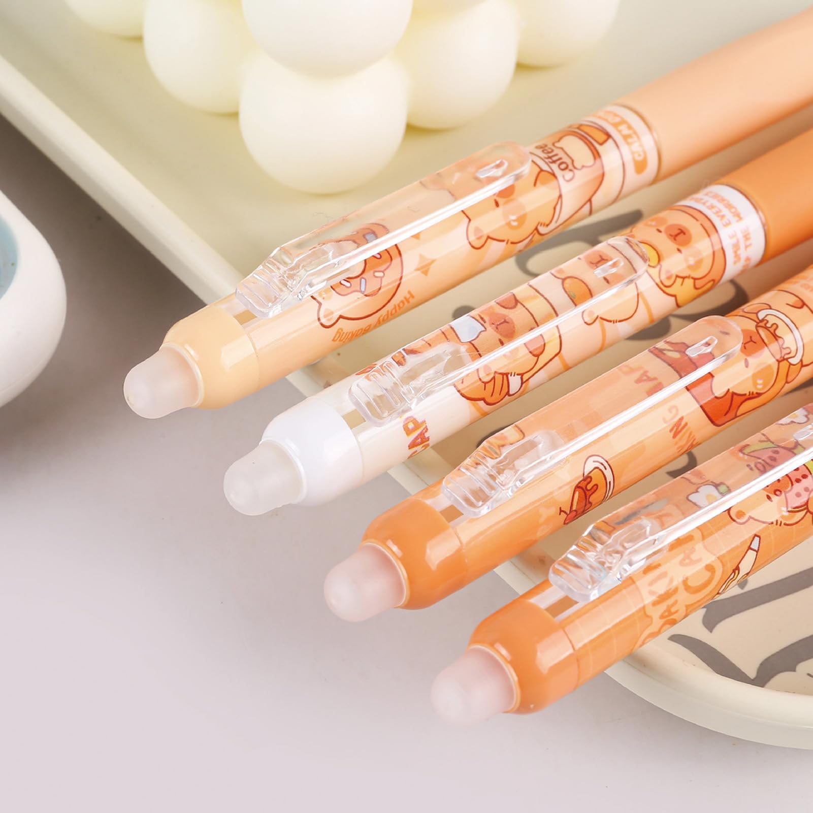 4 Pcs Erasable Gel Pens Cute Retractable Pens Cartoon Capybara Erasable Pen 0 5mm Black Ink Writing Pen — view 4
