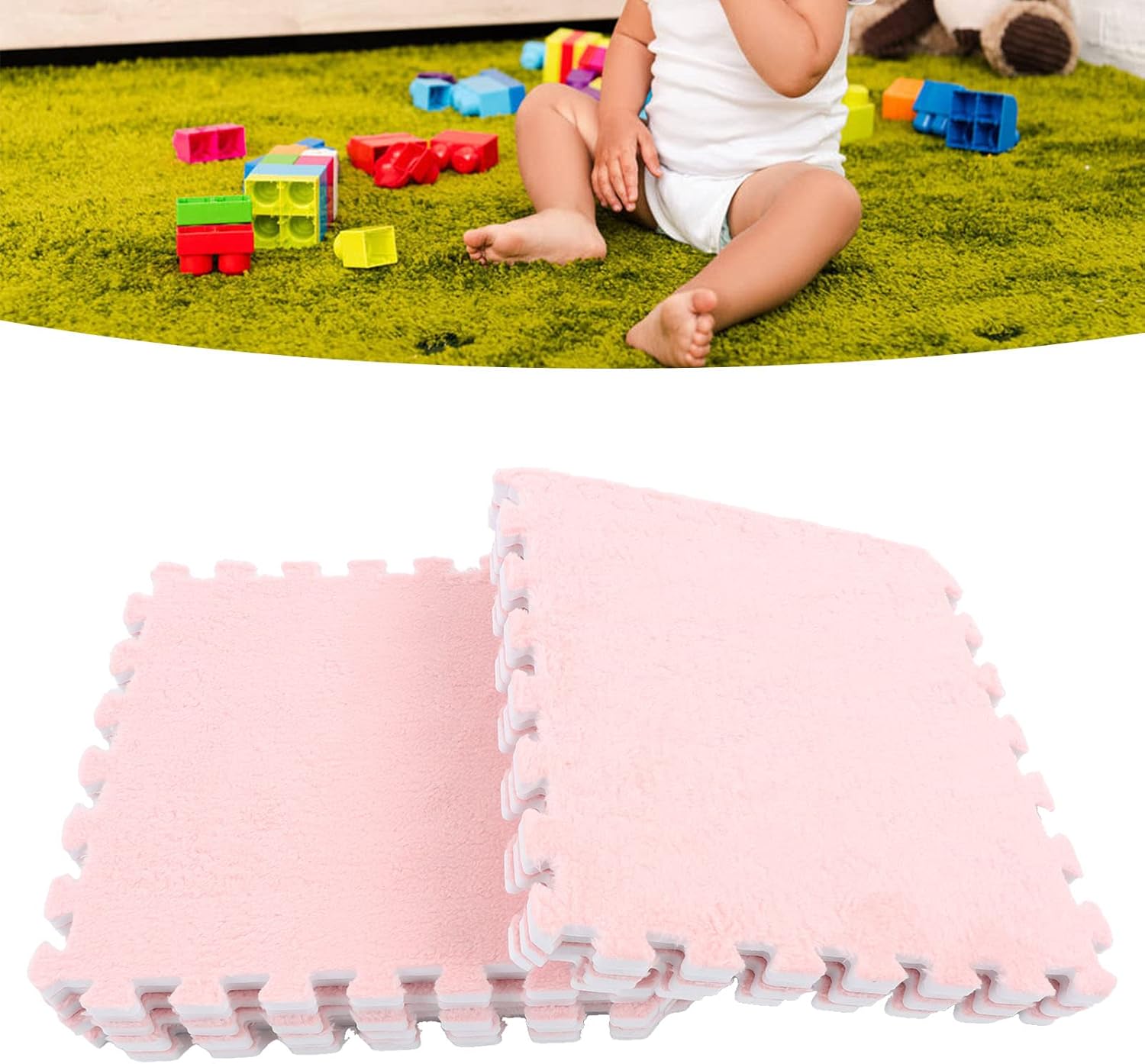 Garosa 10-Pack Interlocking Soft Foam Puzzle Mats for Kids Playroom Floor - Plush Non-Slip Play Mat Tiles Home Carpet Play Area Children's Activity Mats