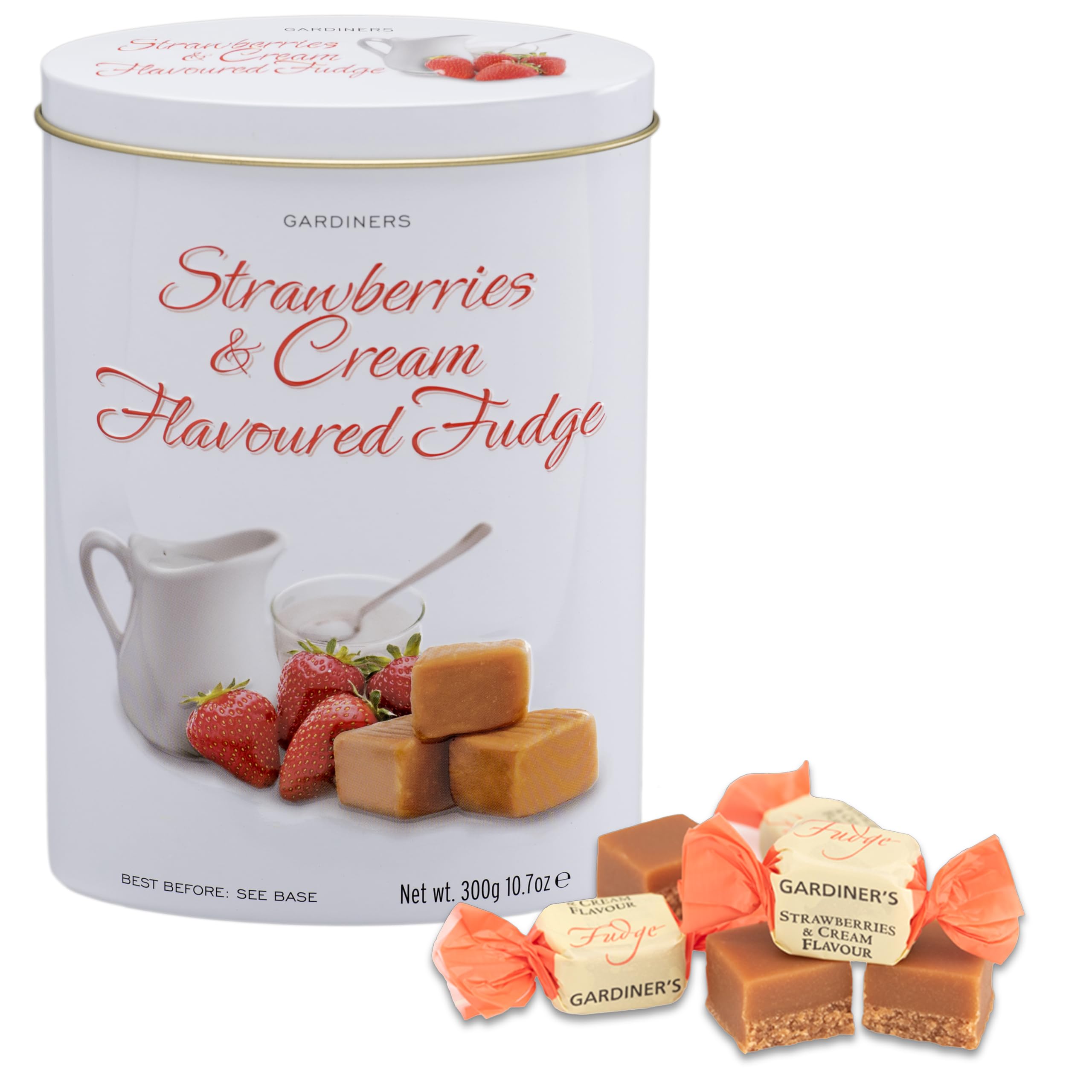 Handmade Fudge 300g Tin, Strawberries & Cream Fudge