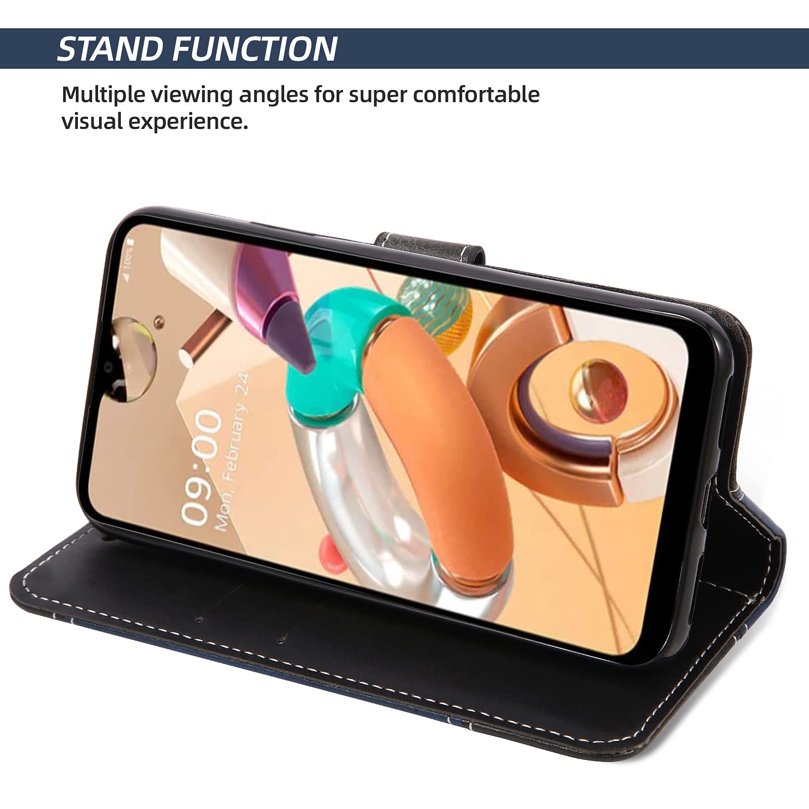 Cover per Galaxy S23, Custodia in PU Pelle Portafoglio per Samsung Galaxy S23, Magnetica Cover a Libro con Slot per Schede, Nero