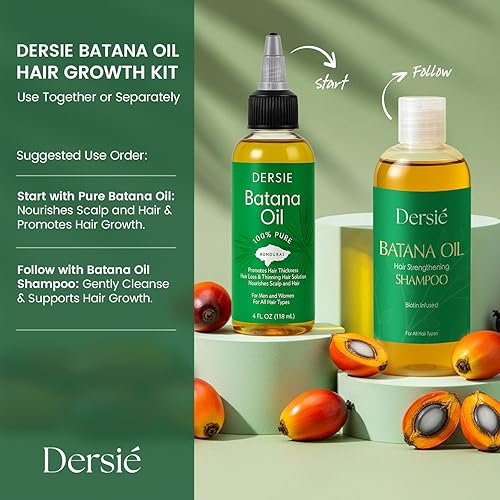 Miniatura 3 de Dersie Kit de crecimiento del cabello de aceite de batana de 2 pasos aceite de batana 100% puro + champú fortalecedor del cabello Batana -