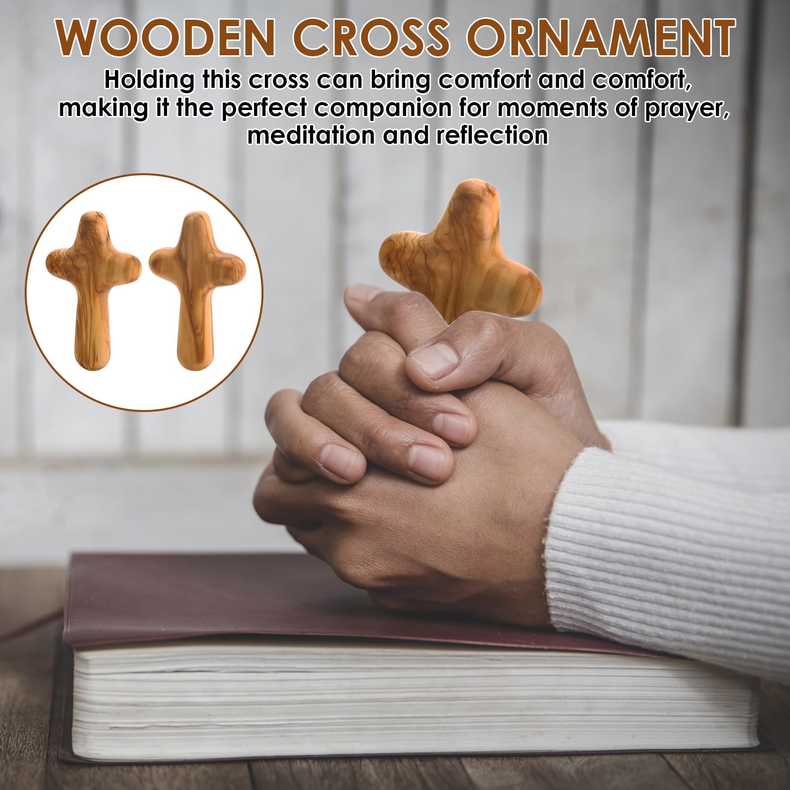 Croix en Bois d'olivier 10cm Lot de 2 Naturel Prière Méditation