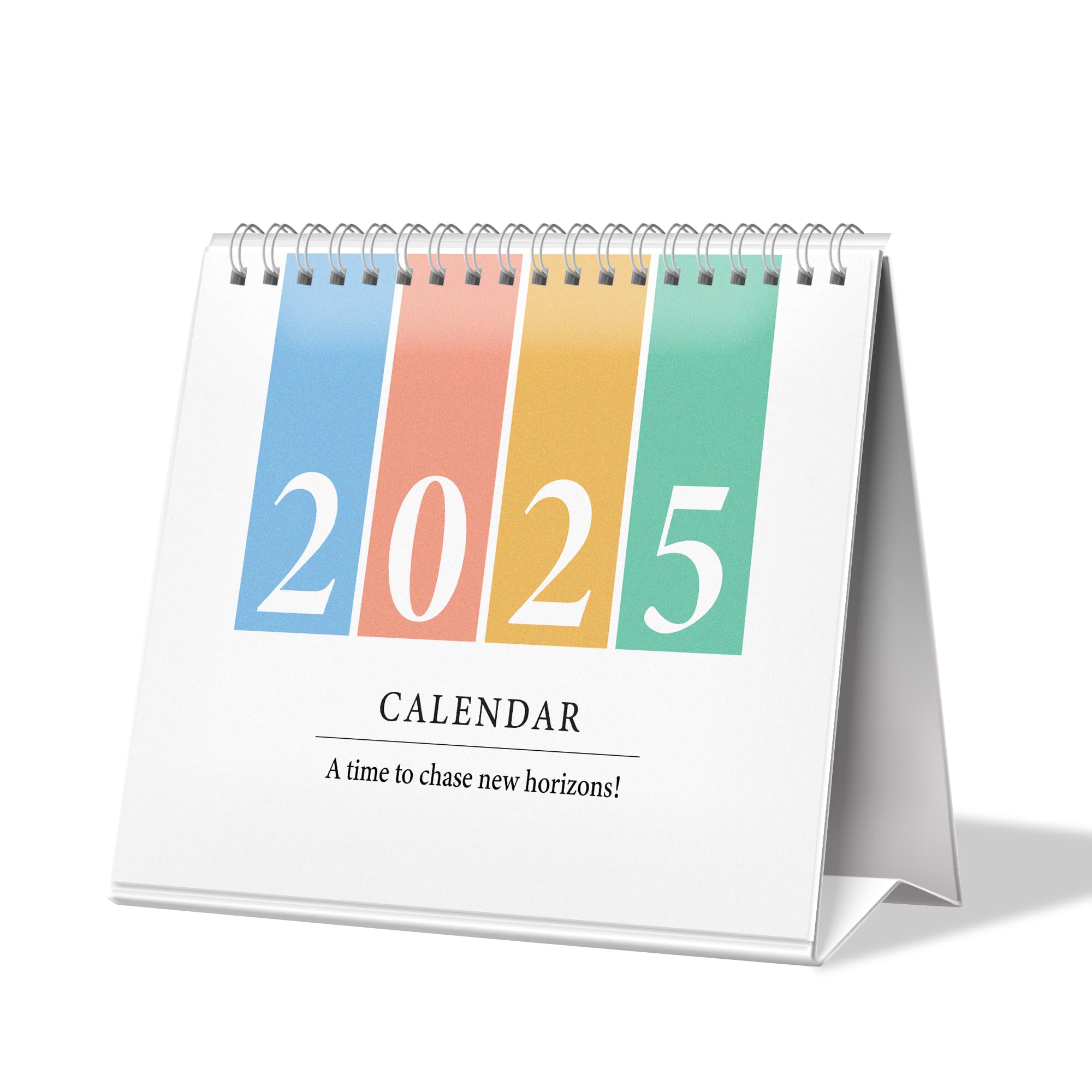 Papboo Ästhetischer Tischkalender 2025, 12 Monate, mit To-Do-Liste, Planer und Aufkleberbogen, inklusive Notizbereich, 220 g/m², weißer Spiralbindung, 15,2 x 20,3 cm (Farbrad)