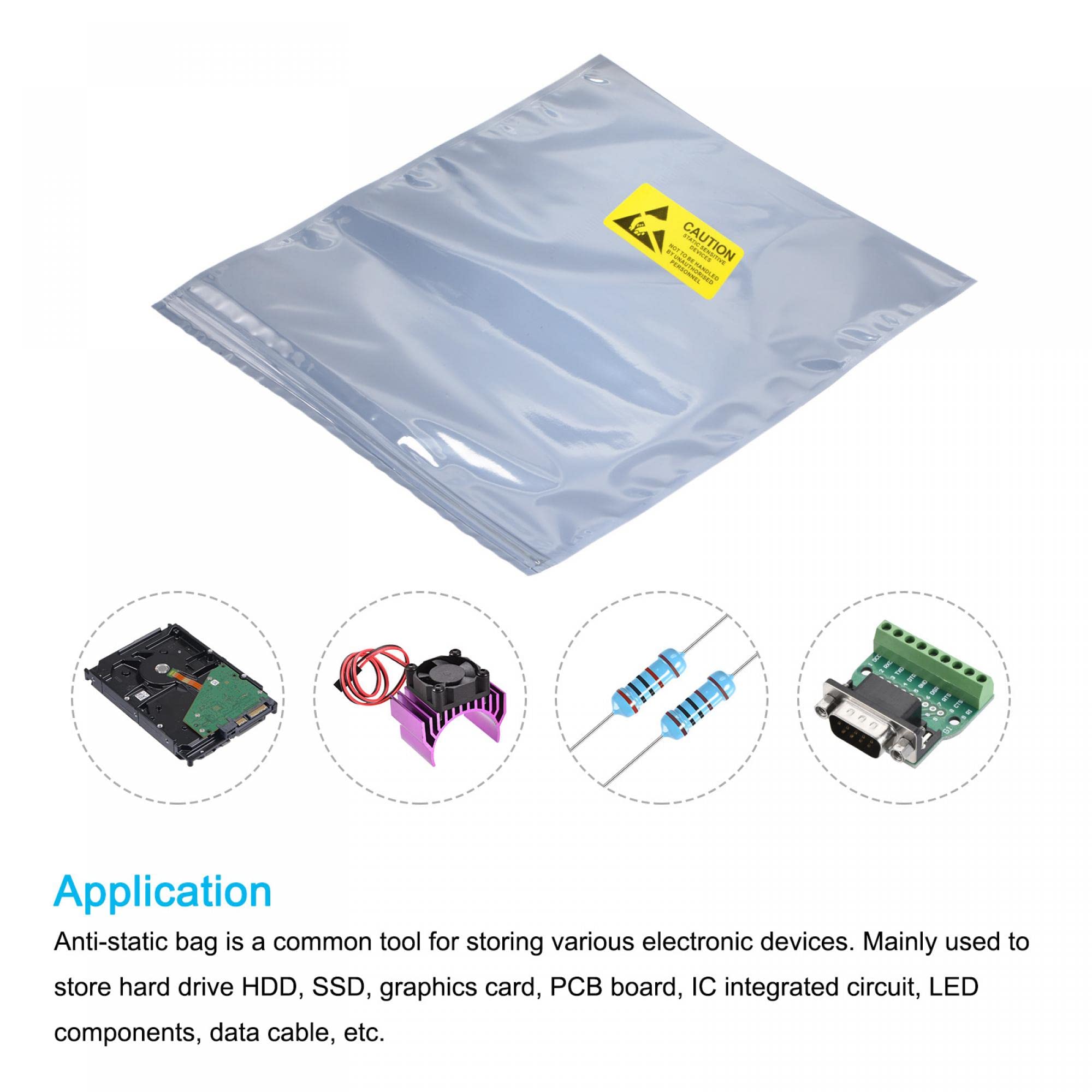 sourcing map Antistatique Sacs Blindage Sac 20pcs 30x40cm Refermable avec Étiquettes pour Dur Empreinte HDD SSD