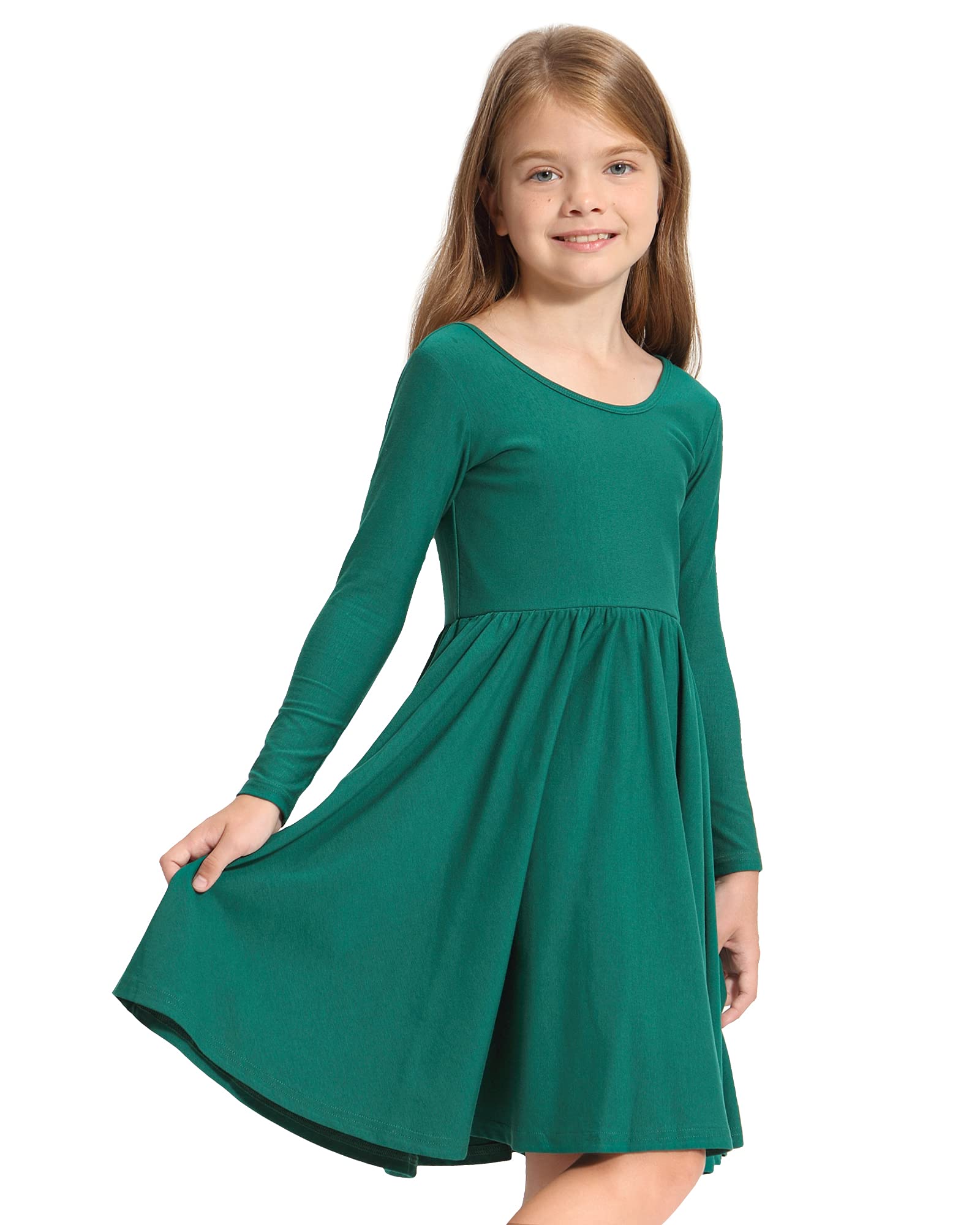 Stelle Girls Cotton Long Sleeve Dress Twirl Skater Dress 3-12Y