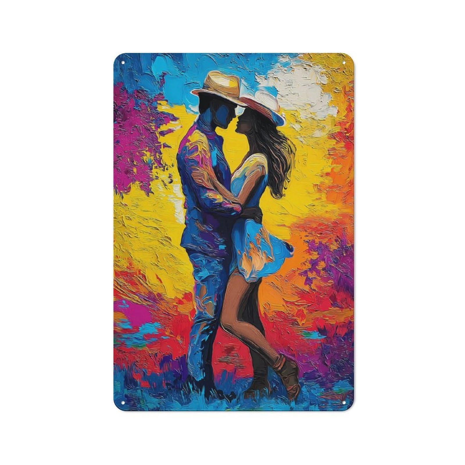 Junmoney Colorful Kiss Artistic Romance Metal Wall Sign 30X20cm Featuring For Home Bar Wall, Suited To Bar Sign Collectors