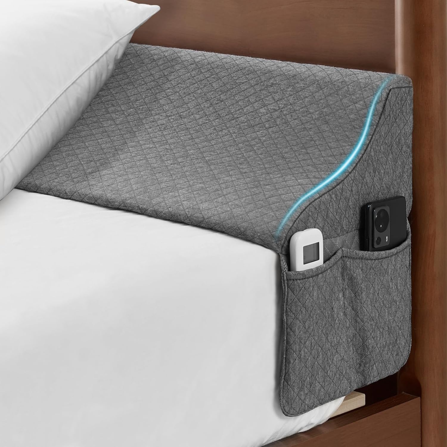 EUHAMS Queen Size Bed Wedge Pillow for Headboard Bed Gap Filller/Mattress Gap Filler (0-7″) – Wedge Pillow Headboard Triangle Foam Pillows Wedges Between Headboards Mattress (Grey,60″x10″x6″)