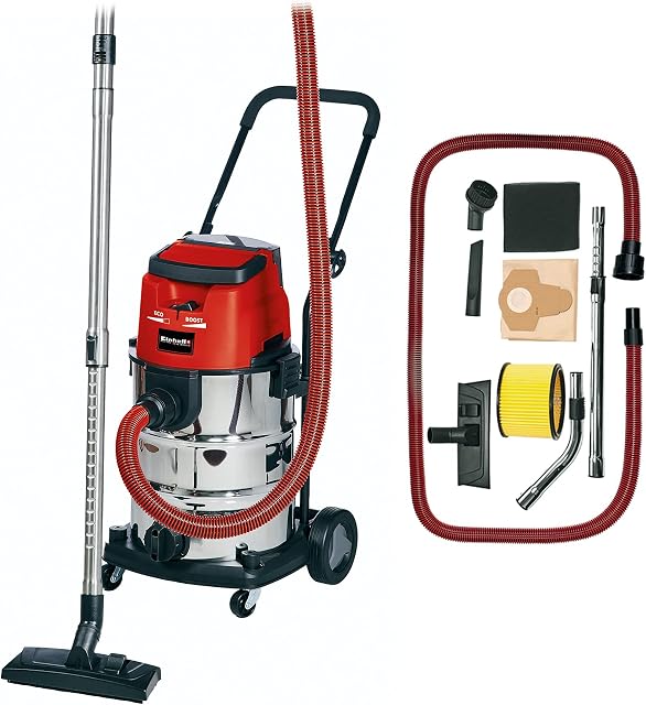 Einhell Power X-Change 30L Cordless Wet and Dry Vacuum Cleaner - 36V, Heavy Duty Stainless Steel Tank, 2.5M Hose, Blow Function - TC-VC 36/30 Li S Solo Wet Dry Vacuum Cleaner (Batteries Not Included)