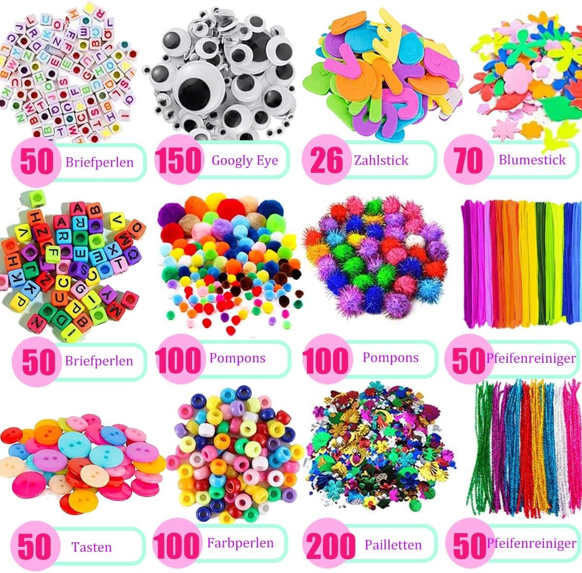 Gutenguy Juego de 3200 piezas de manualidades para niños de 4, 5, 6, 7, 8, 9, 10, 11, 12 años, todo en uno, bricolaje, manualidades, jardín de infantes, hogar, escuela, arte y manualidades, juguetes