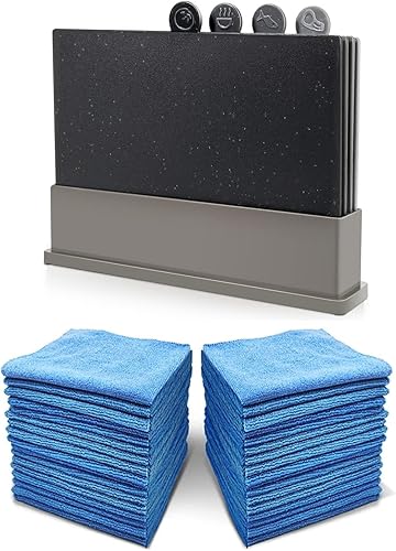 Masthome Tabla de cortar y paquete de 36 paños de limpieza 4 tablas de cortar de plástico y trapo de limpieza de microfibra juego de tablas de disponible en Yaxa Colombia