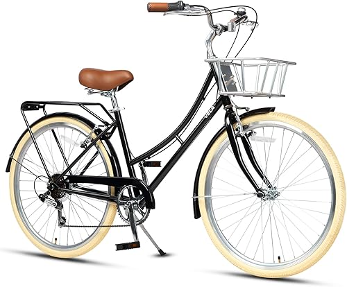 Vista 10 de AVASTA Vela - Bicicleta híbrida para mujer adulta, ligera, paso alto de 26 pulgadas, cuadro de acero de alta resistencia para ciudad, bicicleta de 6