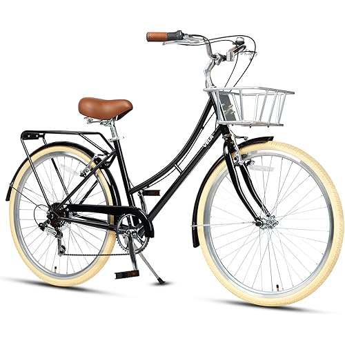 AVASTA Vela Hybrid Bike for Adult Women Female Lightweight Step Through 26 Inch High Tensile Steel Frame City Commuter Comfort Lady Bicycle, 6-Speed, Multiple Colors