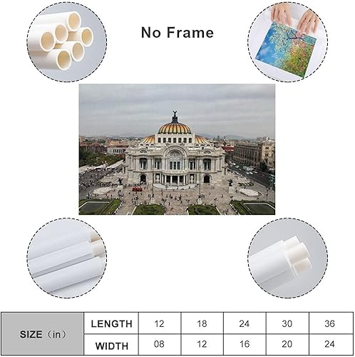 Miniatura 2 de Famous Places - Póster artístico del Palacio de Bellas Artes, México, póster artístico y arte de pared, póster moderno para decoración de dormitorio