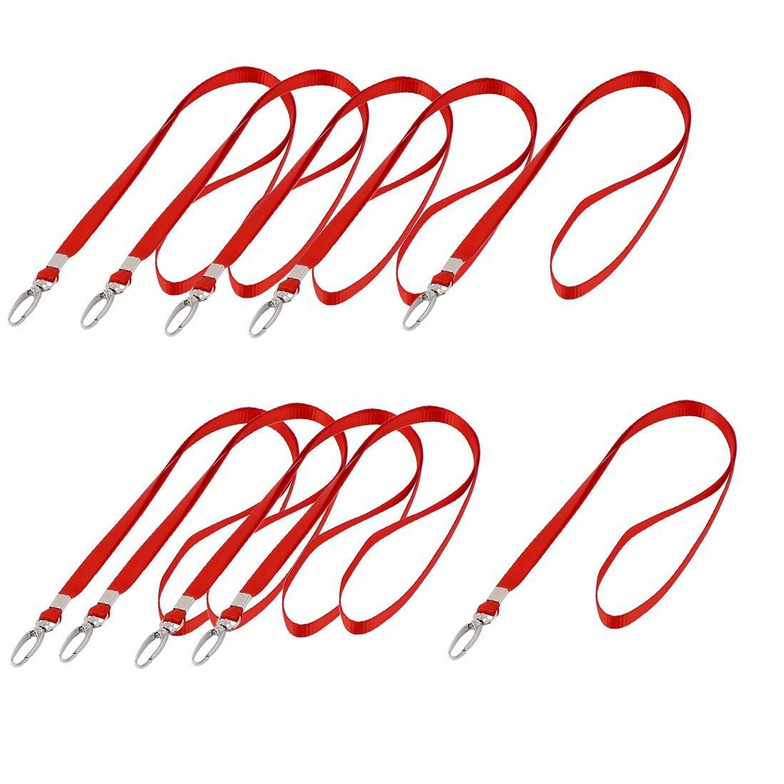 Ubersweet® Imported Metal Hook ID Card Name Tag Pass Badge Holder Clip Neck Strap Lanyard 10pcs Red