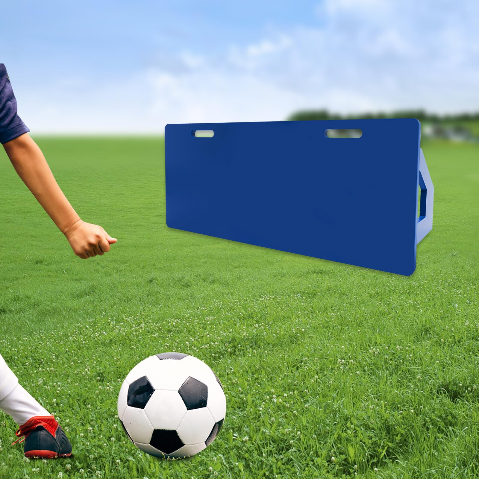 Piłka nożna Rebound Board 100 x 40 cm, przenośna ściana odbijająca z HDPE z podwójnym kątem (90° i 60°), składana deska odbicia do treningu strzelania, stabilna i lekka, dla dzieci i dorosłych