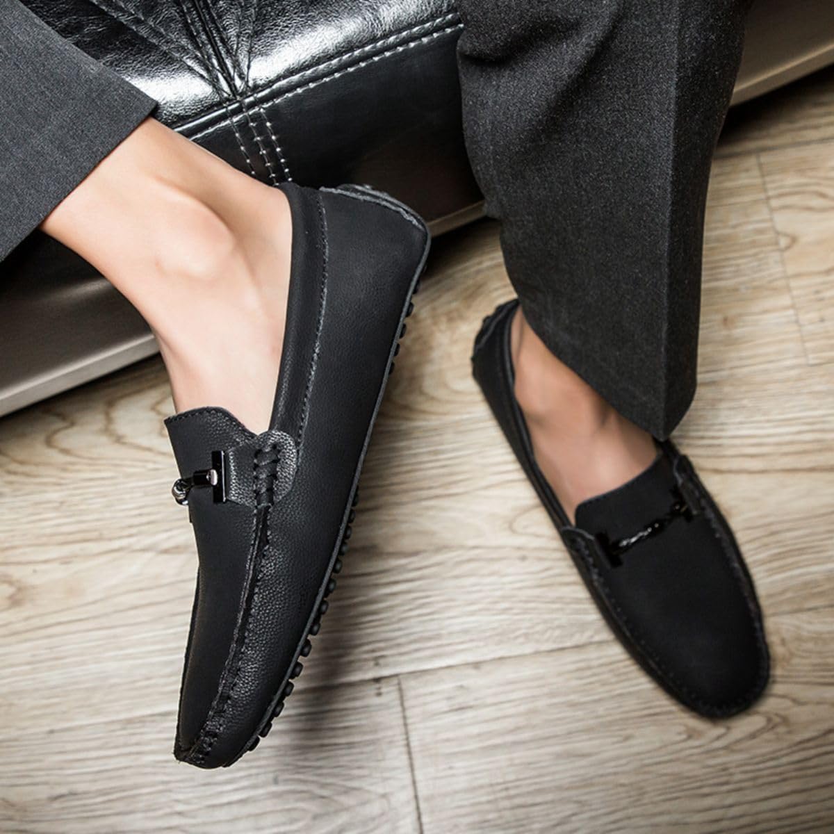 Mocasines para Hombre de Cuero Moda Slip-on Shoes Driver Shoes Casual Flat Shoes 38-49 EU