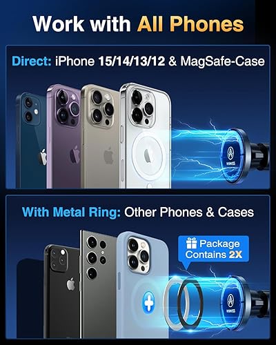 Miniatura 3 de VANMASS Grado militar para soporte de coche MagSafe imanes actualizados 2024 Soporte magnético para teléfono celular para ventilación de auto,