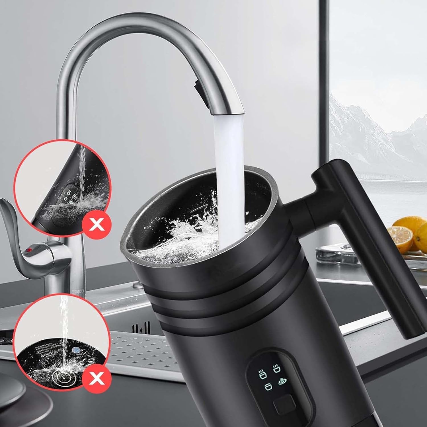 Electric Milk Steamer Milk Frother, 11.8oz Automatic Warm and Cold Foam frother for Coffee, Latte, Macchiato, Cappuccino, Hot Chocolate - 4 Professional Modes, with Cleaning Brush,White