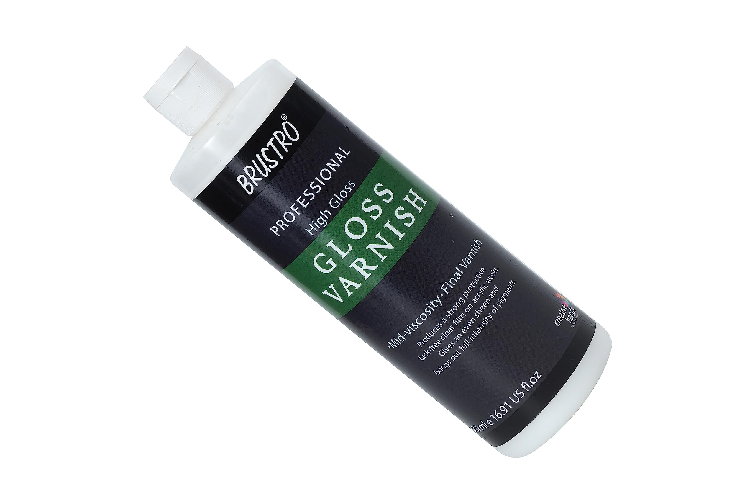 Brustro Barniz líquido profesional de artista, acabado brillante, 500 ml, aplicar con pincel, revestimiento perfecto en pintura acrílica, no amarillea, transparente, lienzo, papel, protección de obras