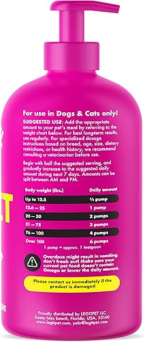 Miniatura 6 de Aceite de salmón salvaje de Alaska para perros y gatos  Pescado puro Omega 3 6 9 Líquido EPA DHA ácidos grasos  Suplemento para piel y pelaje  Apoya