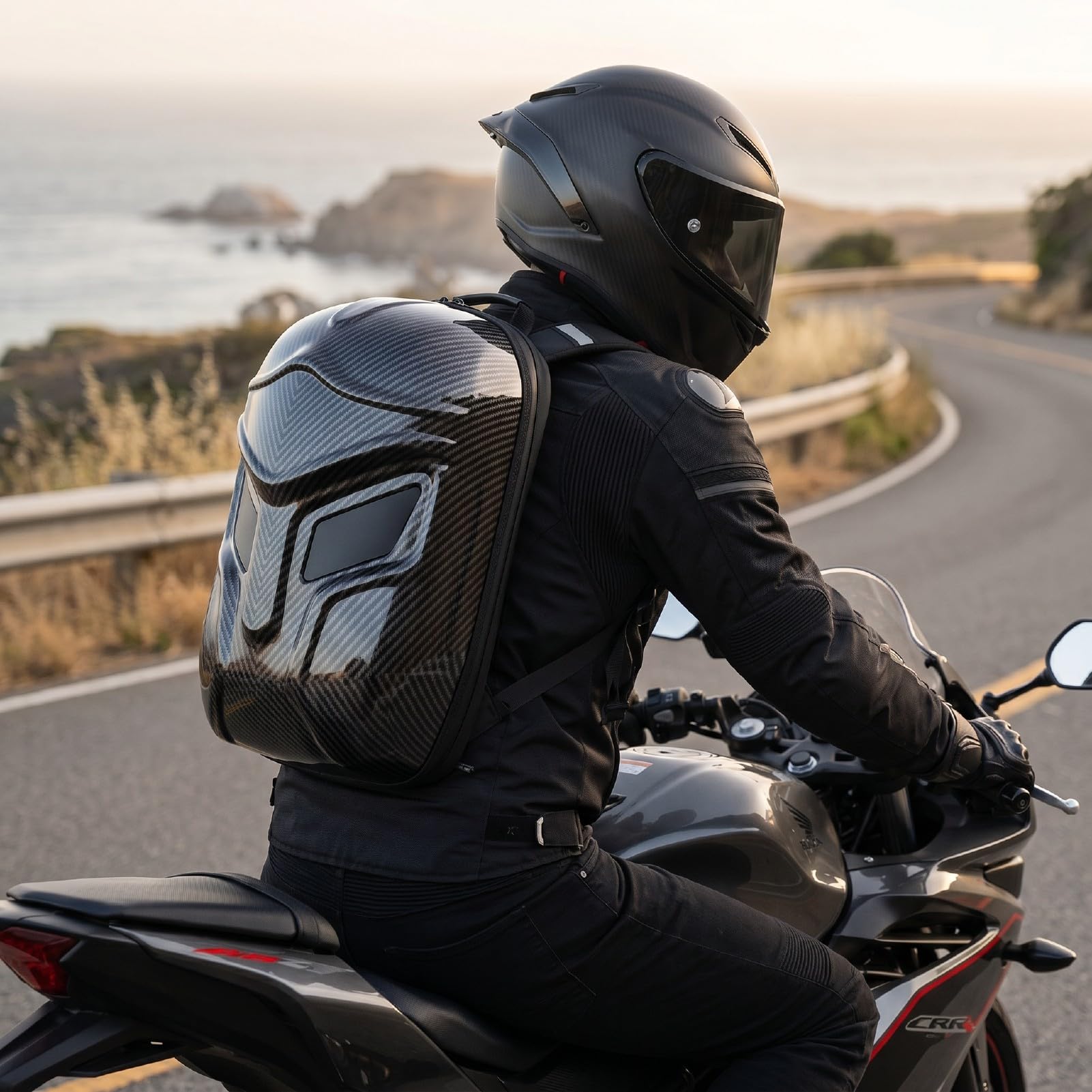 SEAFRONT Zaini Moto per Uomo, Zaino LED Intelligente Controllato da App, Display Programmabile, Guscio Rigido, Borsa per Laptop con Strisce Riflettenti per Ciclismo, Viaggio e Outdoor