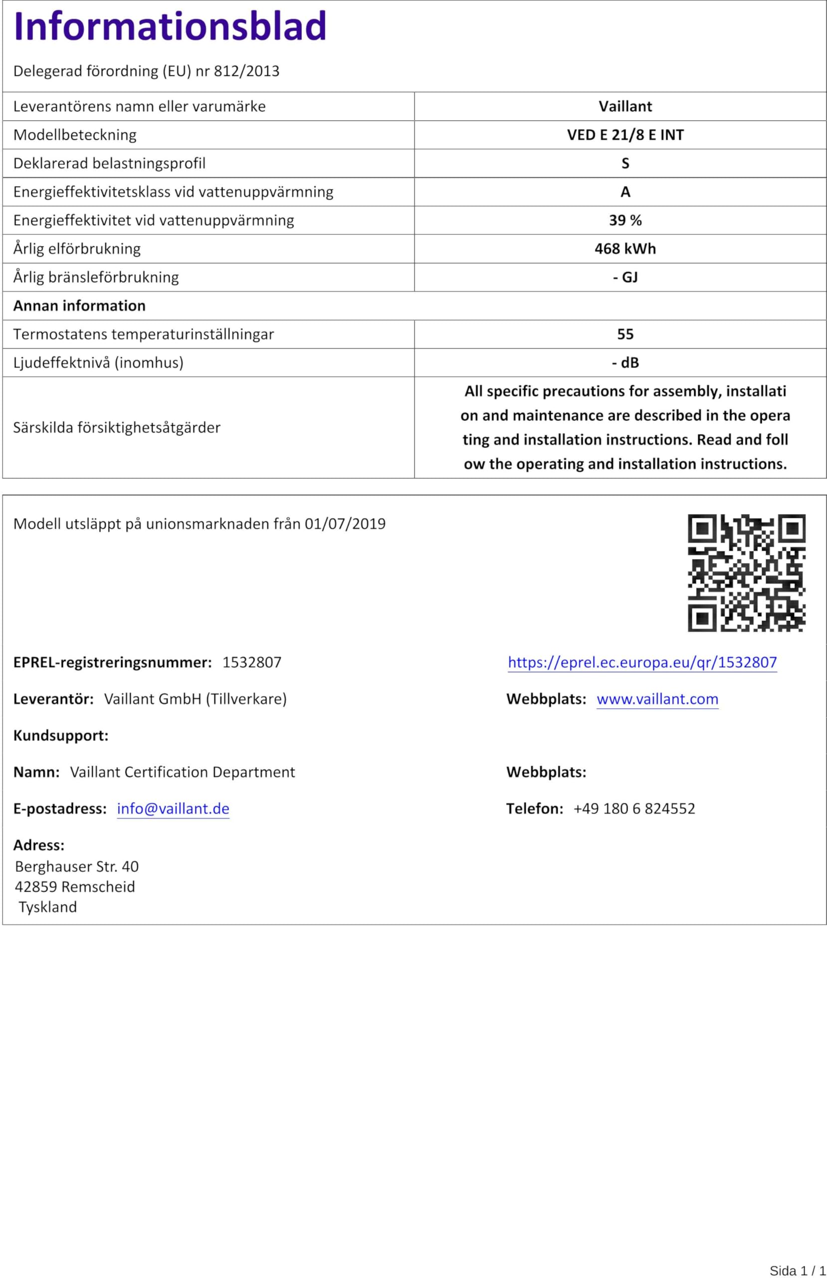 Vaillant Elektroniczny przepływowy podgrzewacz wody, VED exclusive 21/8, odporny na ściskanie, 21 kW, 400 V, dokładna temperatura wylotu, bezstopniowa regulacja, wyświetlacz graficzny, 0010023747