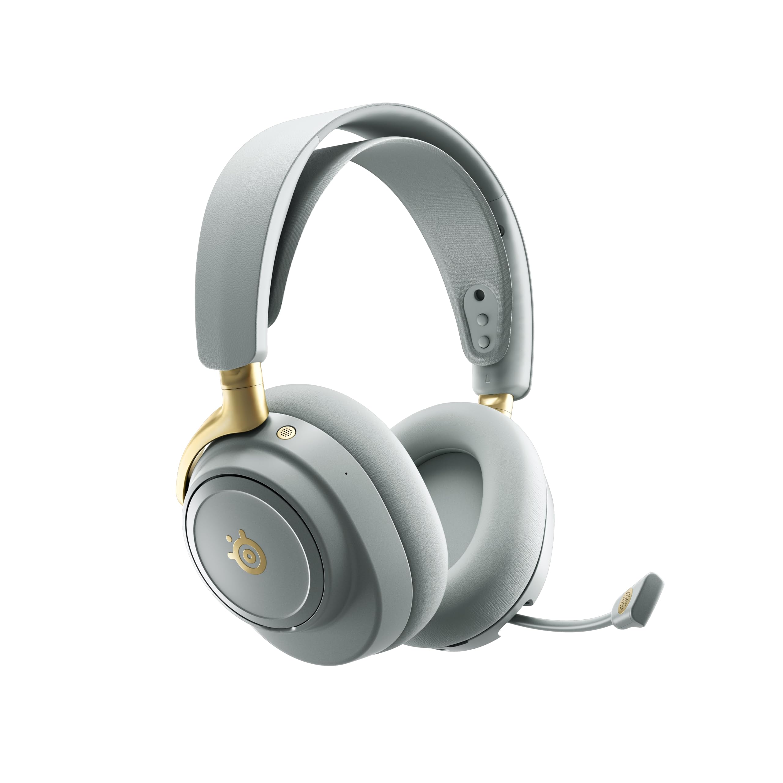 SteelSeries Arctis Nova Elite - Cuffie da gaming wireless - 96kHz/24bit - Speaker in fibra di carbonio - ANC - Eliminaz. rumore con IA - App - 2,4GHz+BT - Multisource; OmniPlay PC+PS+Xbox - Sage&Gold