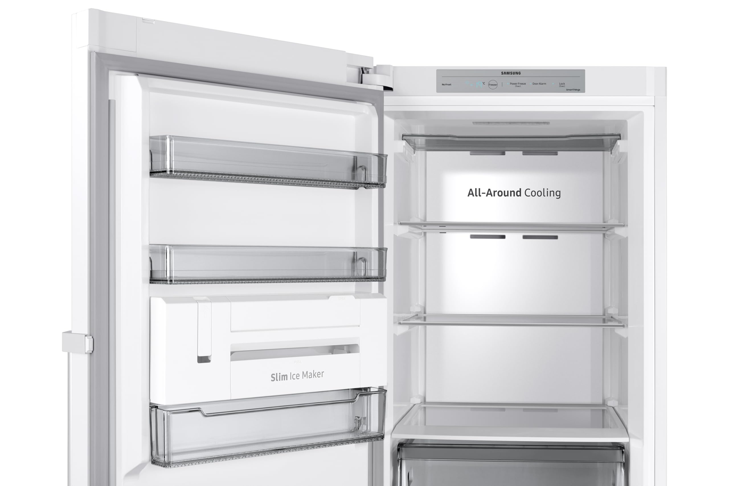 Samsung Congelador Vertical 186cm, 323L, Clase E, Color Blanco, SmartThings, AI Energy Mode, Tecnología SpaceMax™ - RZ32C7ADEWW/EF [Clase de eficiencia energética E]