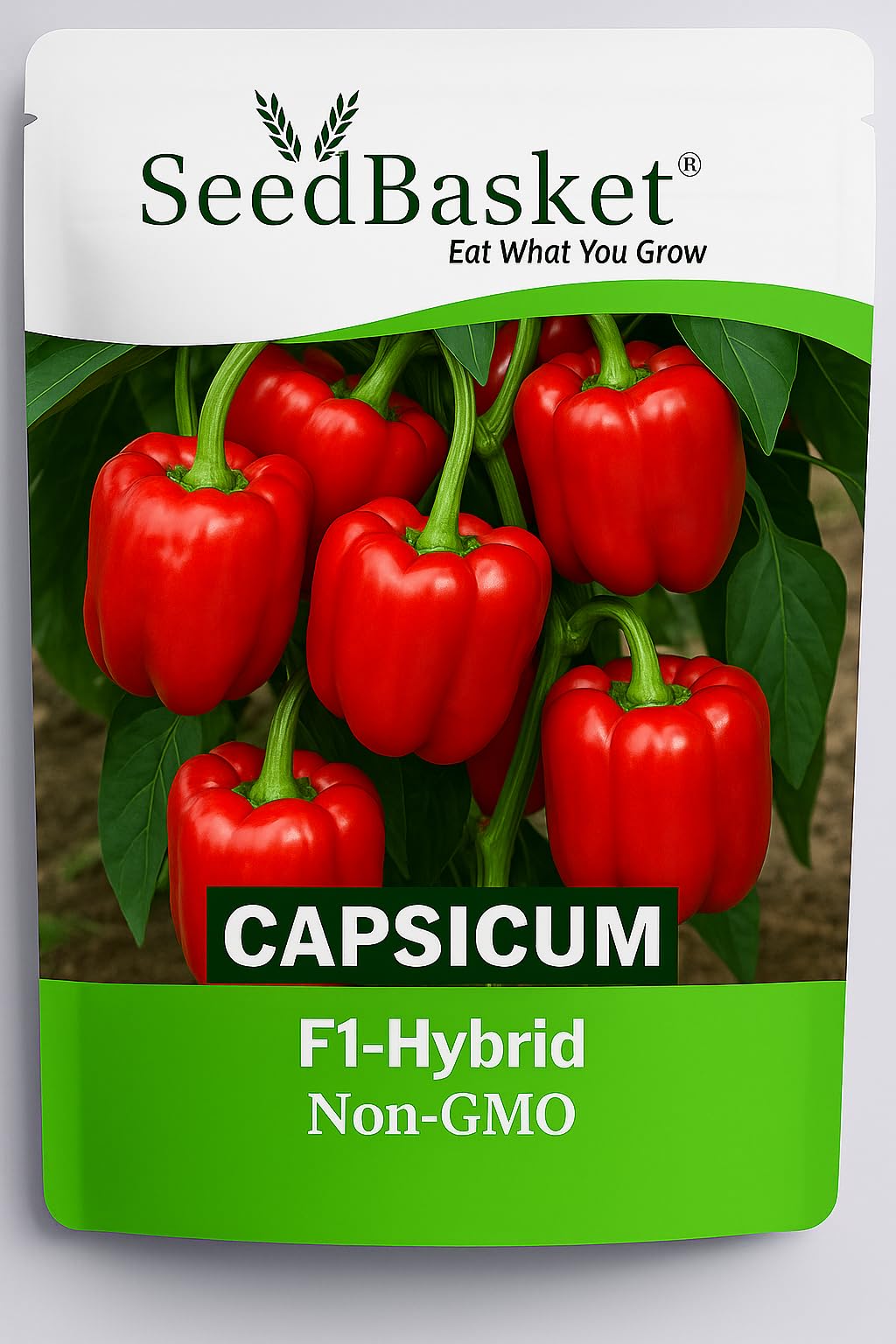 Seedbasket Pack of 3 Capsicum Green Red Yellow Hybrid Seeds – High Yield, Non-GMO, Fast Germination, Suitable for Pots, Grow Bags & Terrace Garden | Ideal for Home & Kitchen Gardening| - Image 2 thumbnail