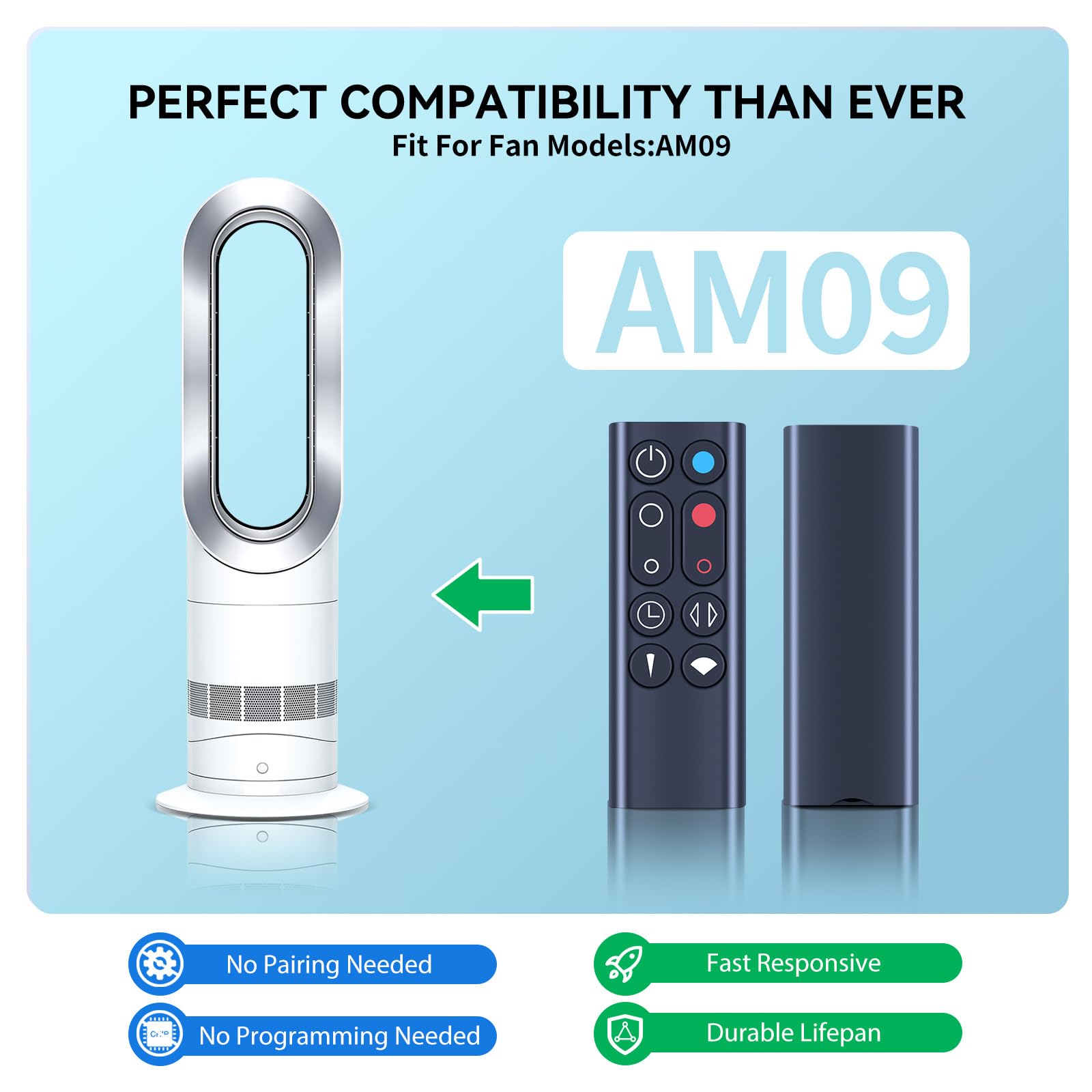 Dyson Fan AM09 Hot + Cool Tower Fan Isıtıcı Soğutucu (Siyah) ile