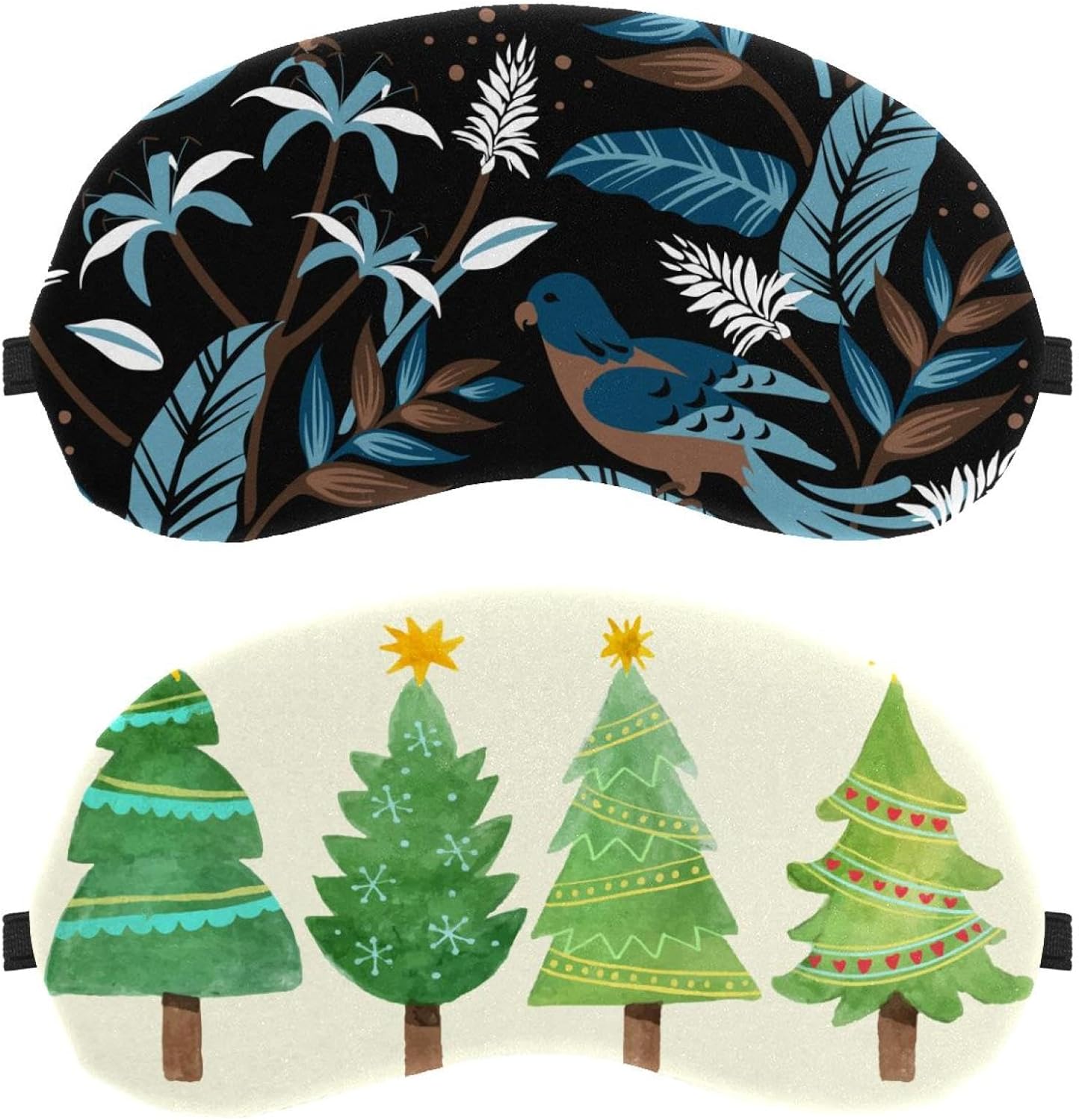 2 Pezzi Maschere per Occhi per Albero di Natale Disegnate a Mano Maschera per Occhi per Dormire, Copertura Morbida per Gli Occhi per Viaggi, Pisolini, Aereo, Blocco Luce
