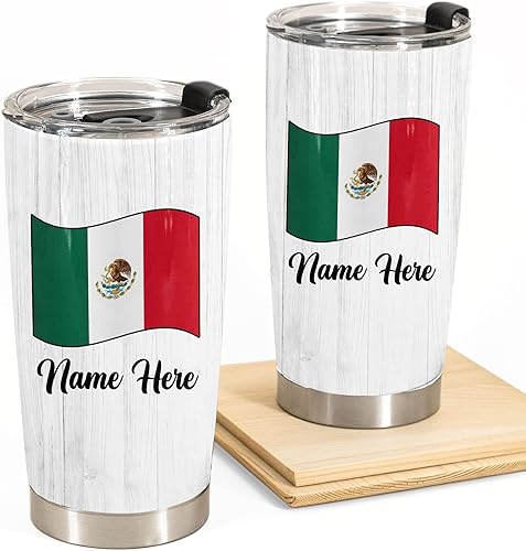 Miniatura 4 de Vaso de acero inoxidable personalizado de 20 onzas, diseño de bandera del orgullo del país, regalo personalizado para mamá mexicana, papá, amigos,