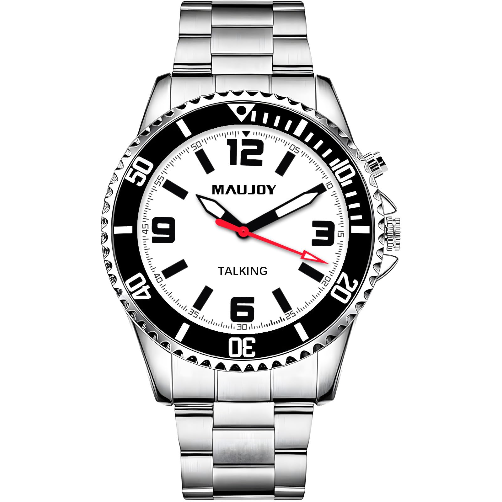 通用 MAUJOY Uomo Orologio Parlante in Italiano con Sveglia e Relazione oraria,annuncio ora e data con giorno della settimana Per anziani e non Vedenti.